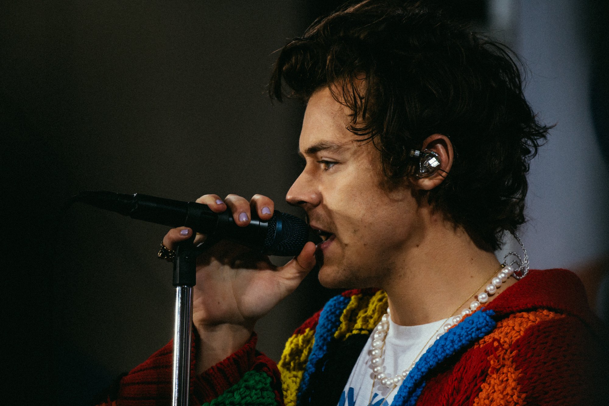 Harry Styles rehearsing for The TODAY Show on Feb. 26, 2020.