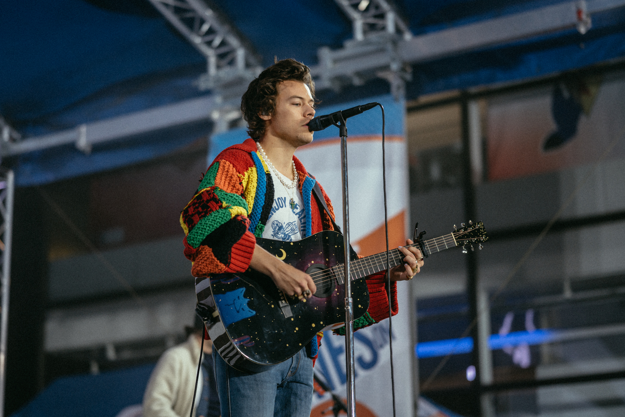 Harry Styles rehearsing for the Today Show on February 26, 2020