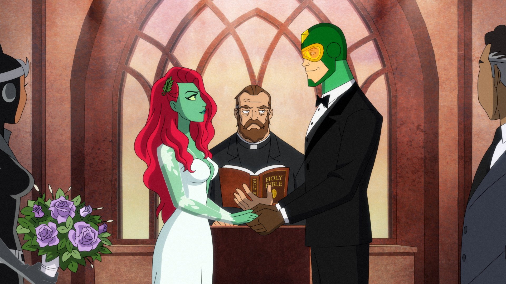Poison Ivy and Kite Man at their wedding in the Season finale of 'Harley Quinn.'