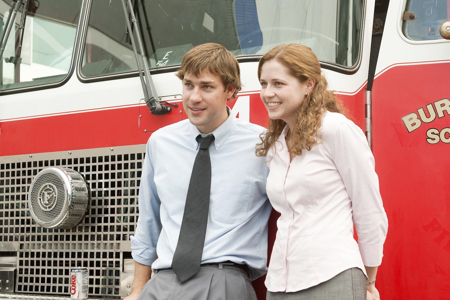 John Krasinski as Jim Halpert and Jenna Fischer as Pam Beesly on 'The Office'