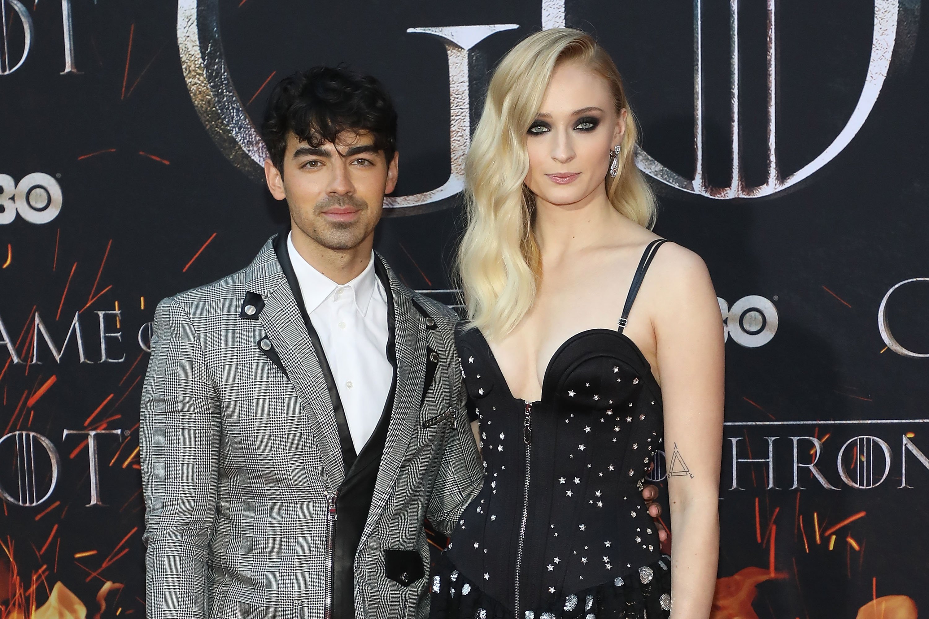 Joe Jonas and Sophie Turner attend the Season 8 premiere of 'Game of Thrones' on April 3, 2019 in New York City.