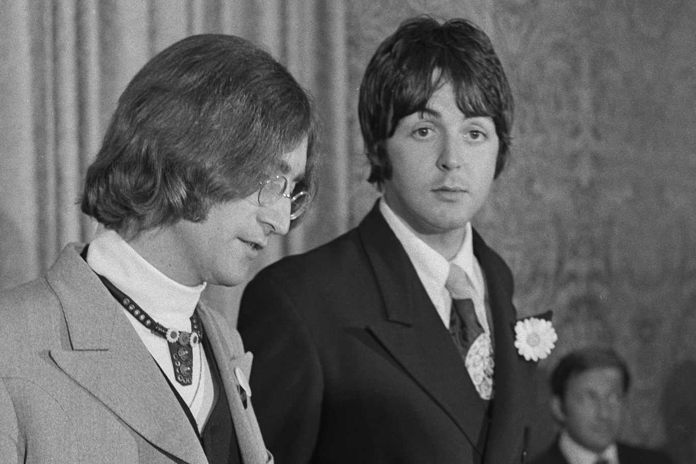 John Lennon and Paul McCartney at a press conference