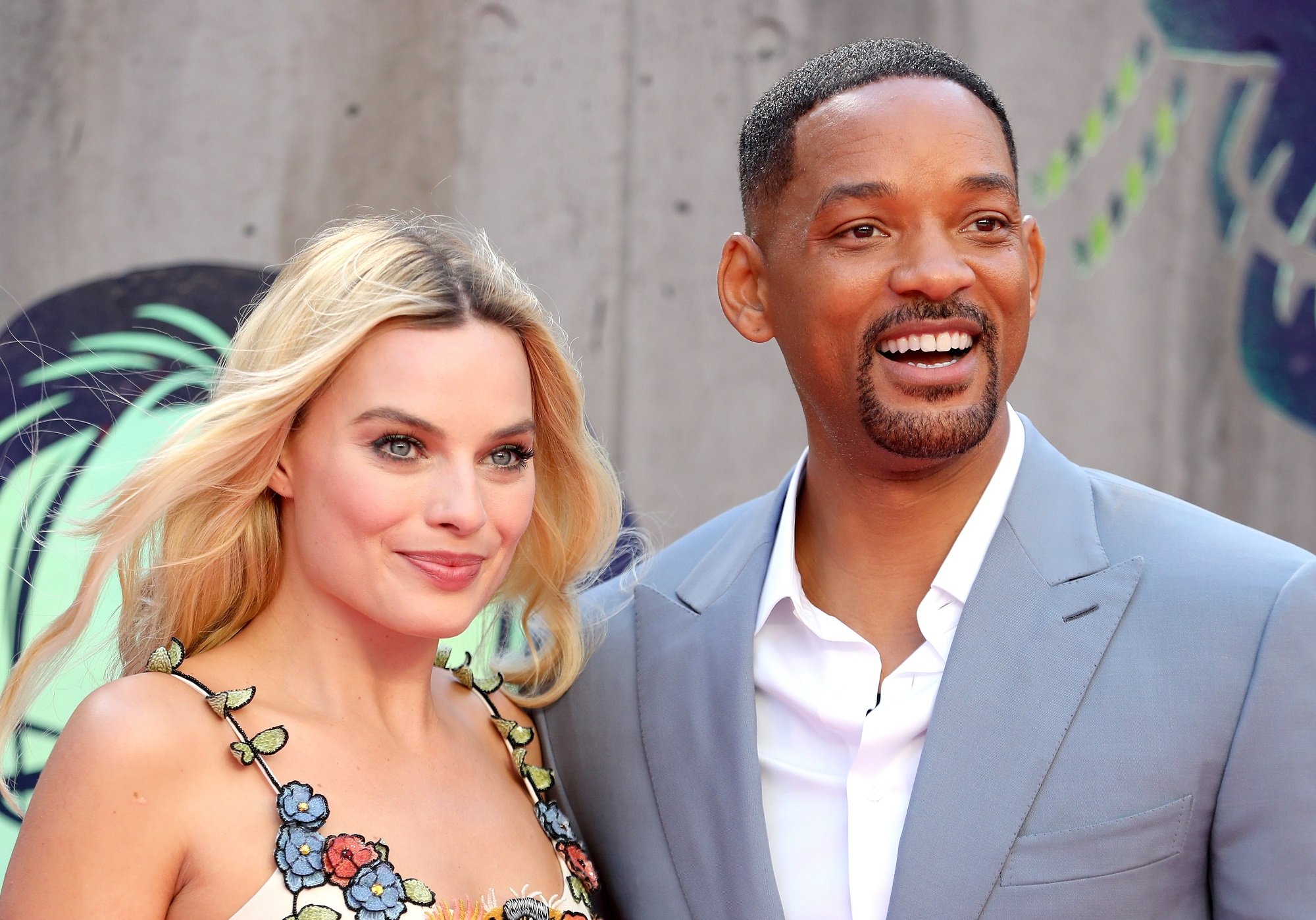 Margot Robbie and Will Smith attend the European Premiere of 'Suicide Squad' on August 3, 2016