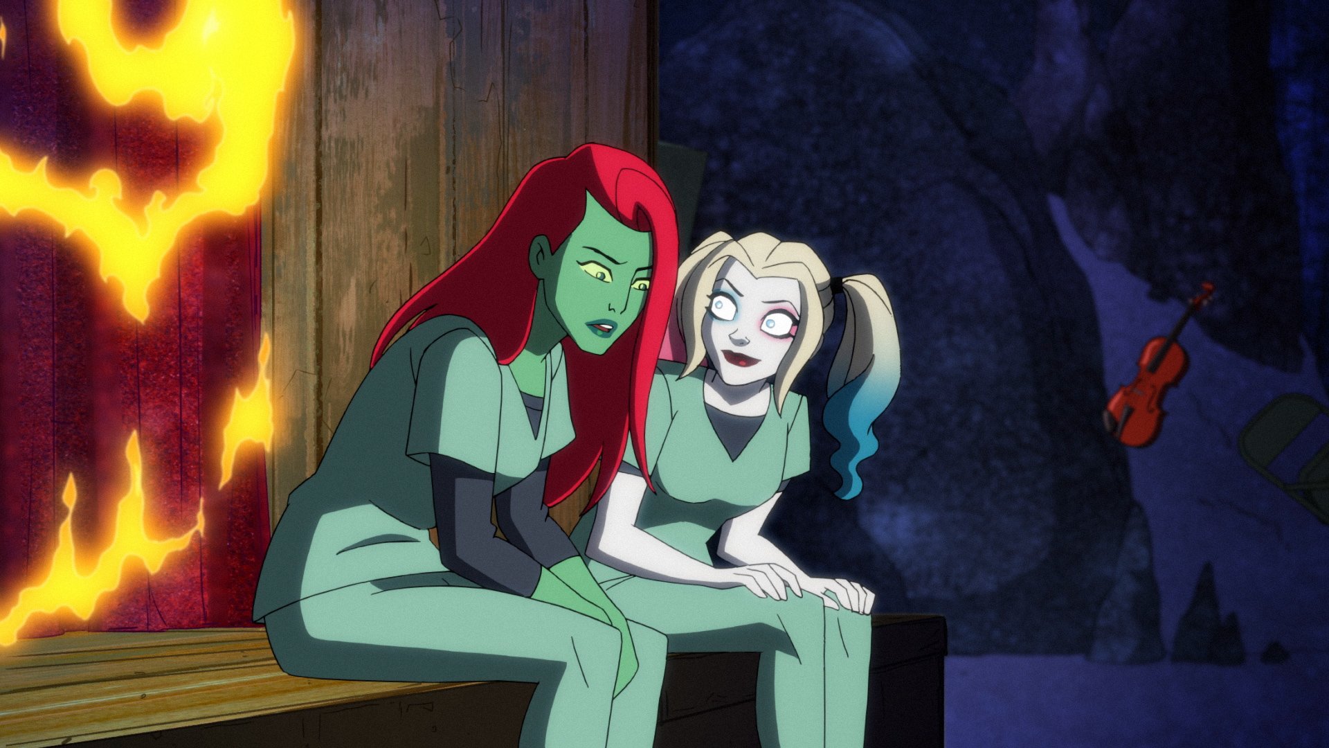 Poison Ivy and Harley Quinn in Bane's pit prison in Season 2 of 'Harley Quinn'