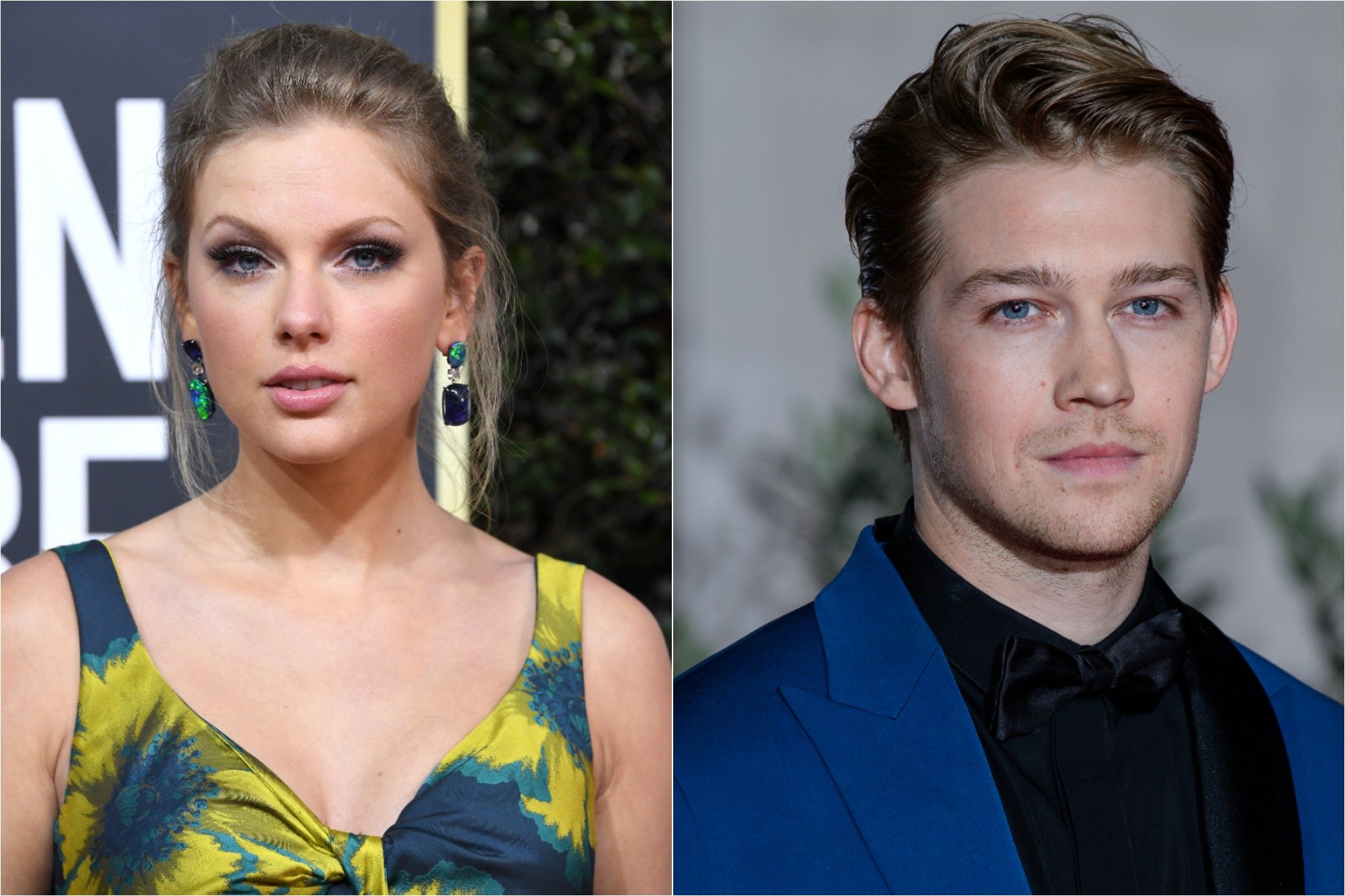 (R) Taylor Swift at the 77th Annual Golden Globe Awards on January 05, 2020 / (L) Joe Alwyn at the EE British Academy Film Awards 2020 After Party on February 02, 2020