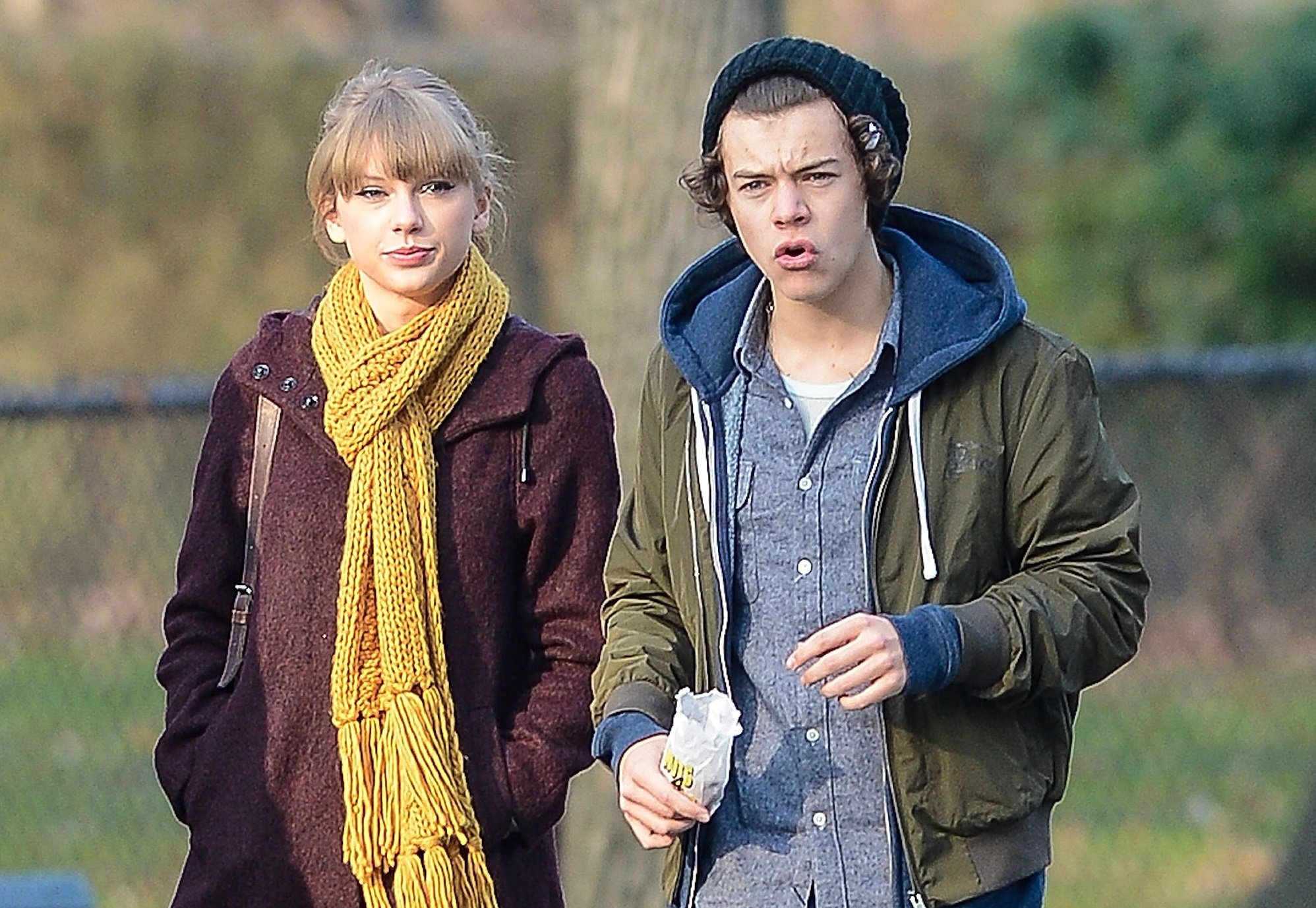 Taylor Swift and Harry Styles are seen walking around Central Park on December 2, 2012 in New York City. 
