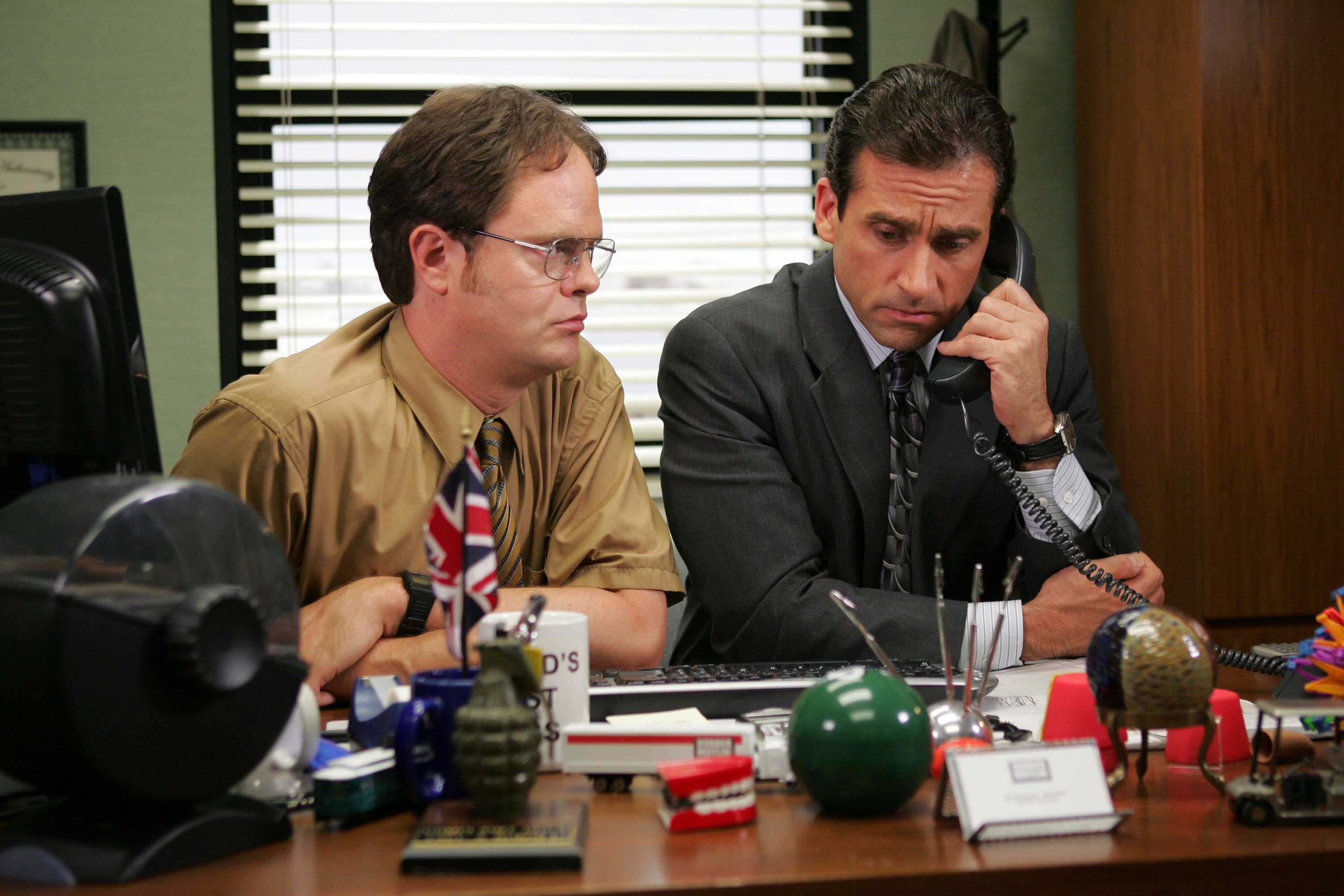 Rainn Wilson as Dwight Schrute and Steve Carell as Michael Scott on 'The Office'