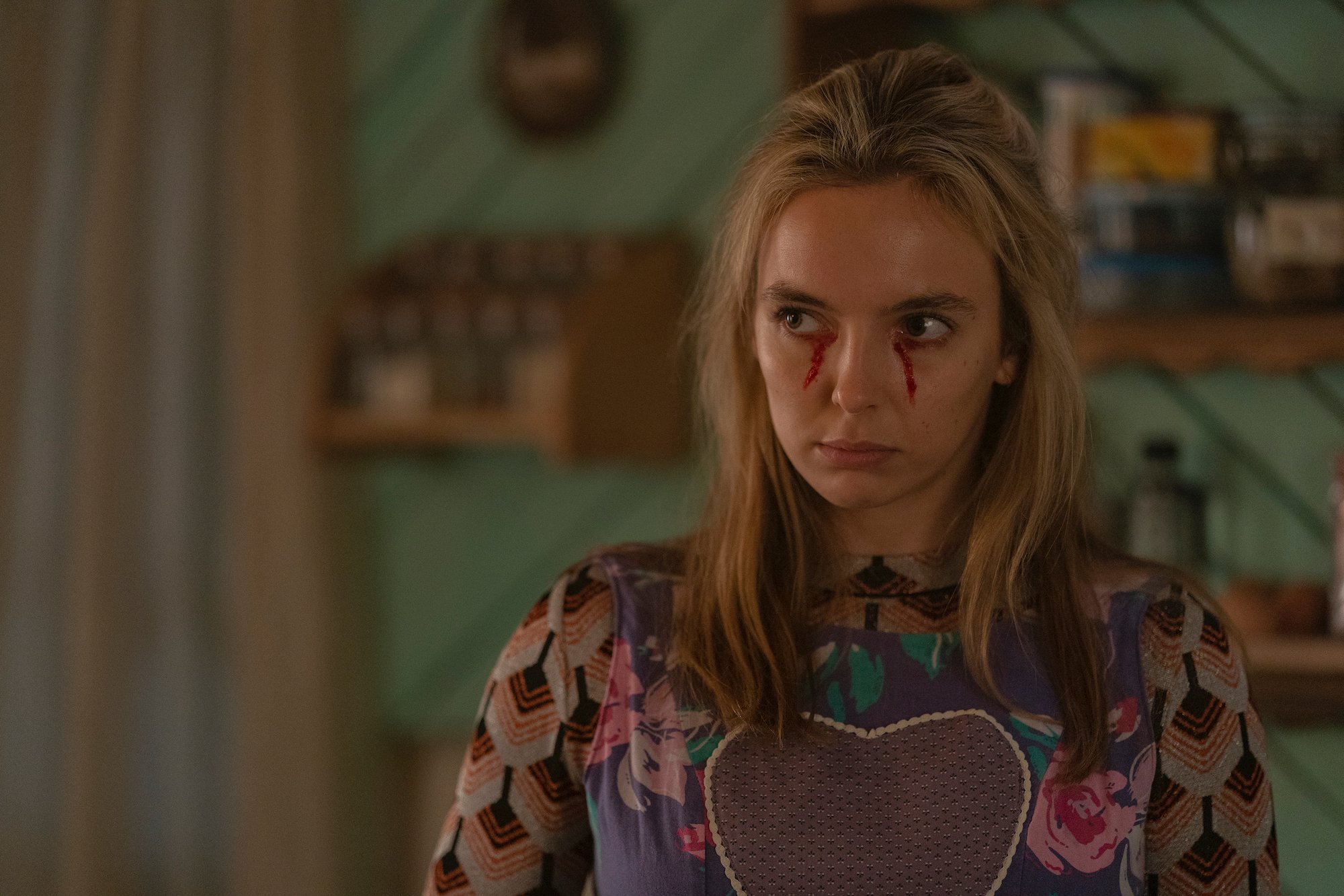 Jodie Comer as Villanelle in Season 3, Episode 5, of 'Killing Eve,' where she visits her family in Russia.