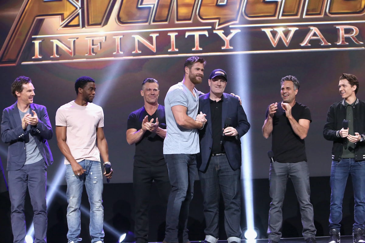 Kevin Feige and the cast of 'Avengers: Infinity War'