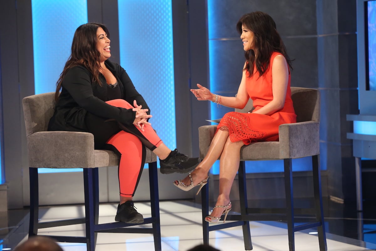 Host Julie Chen Moonves talks to recent evictee Jessica Milagros on the ive eviction #10 on Big Brother