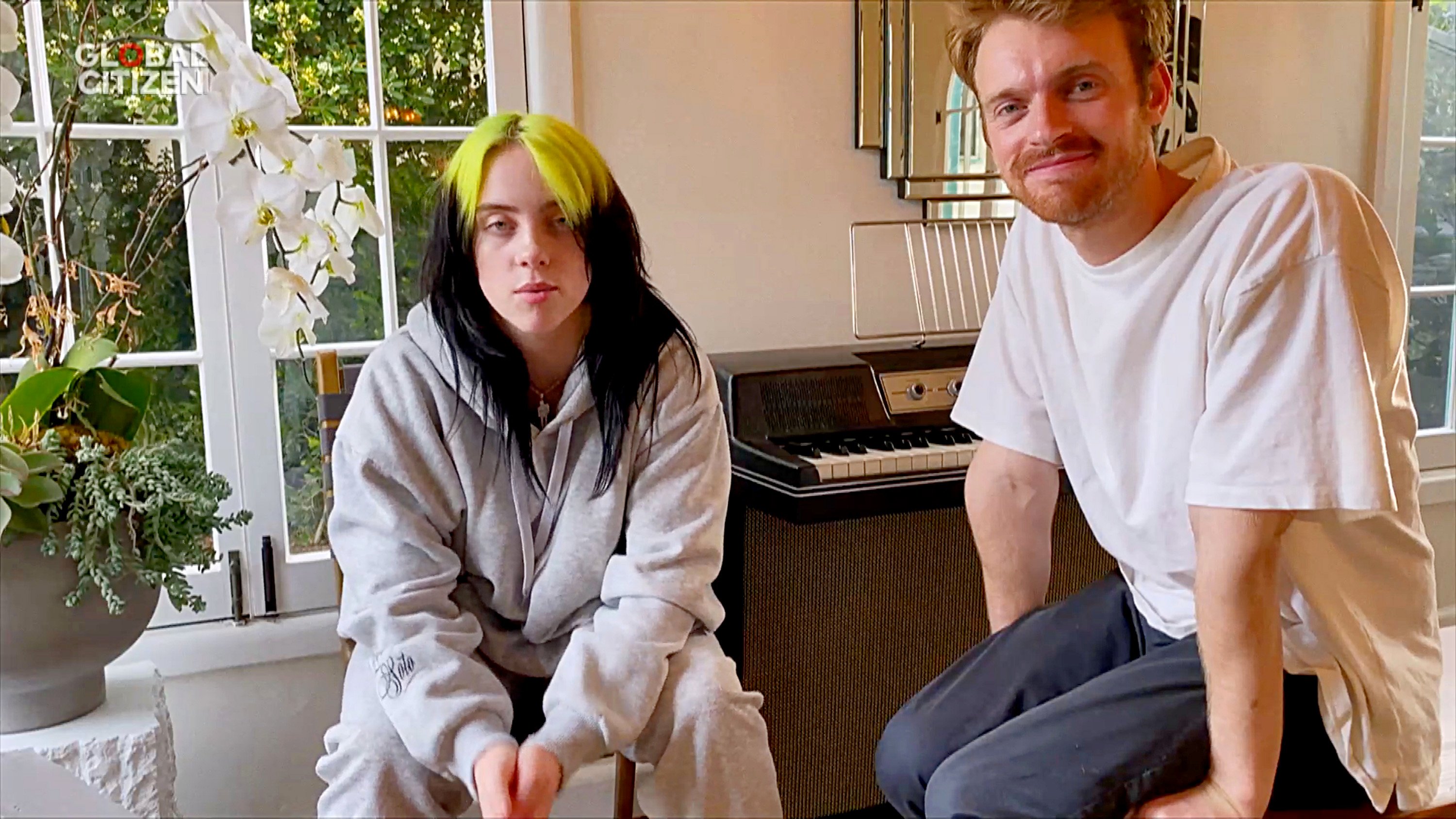 Billie Eilish and Finneas O'Connell perform during 'One World: Together At Home' 