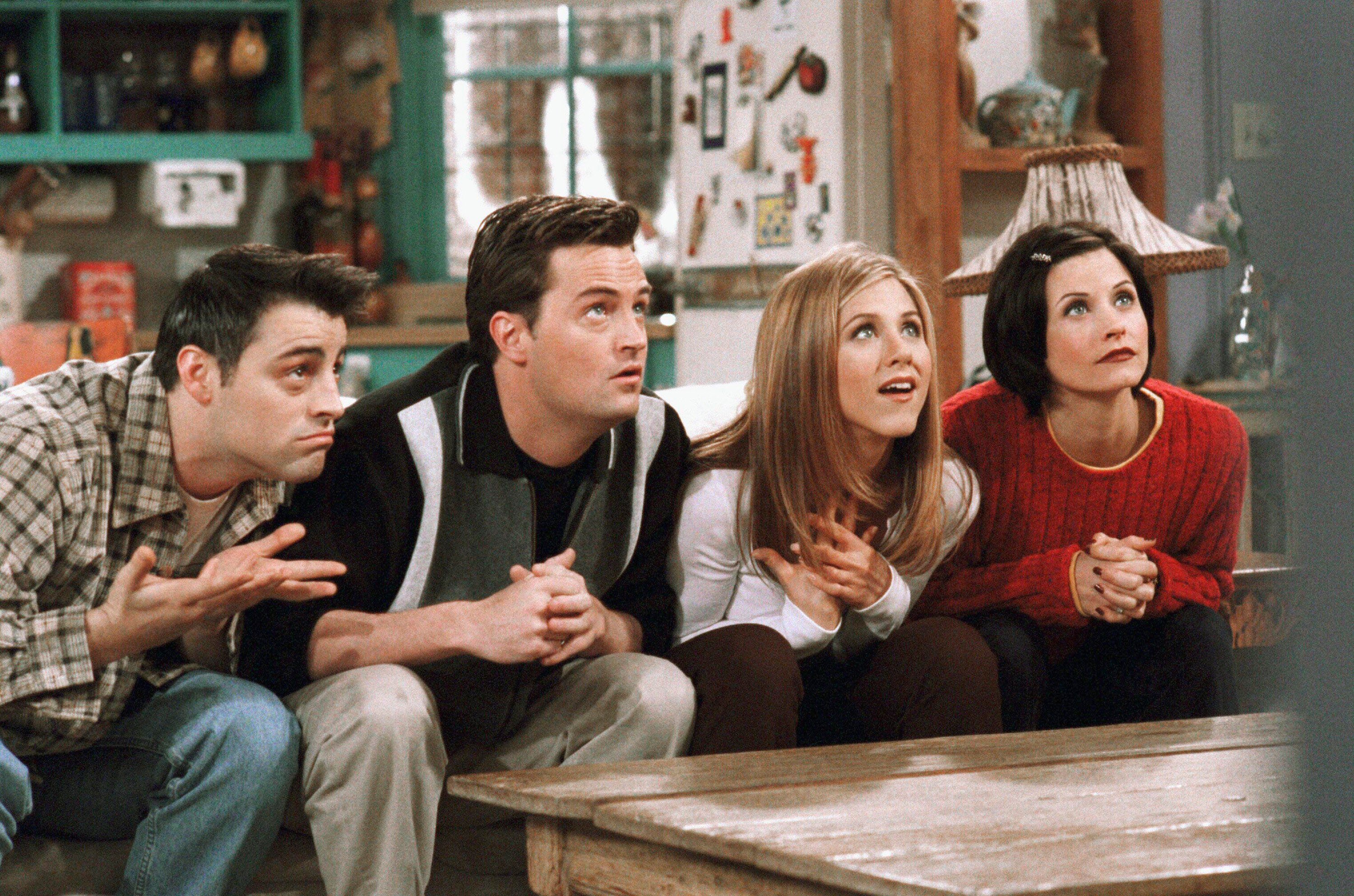 'Friends:' Pictured: (l-r) Matt Le Blanc, Matthew Perry, Jennifer Aniston, and Courteney Cox