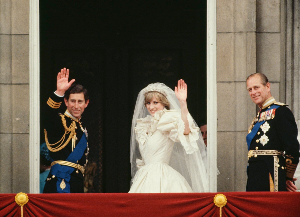 Princess Diana with Prince Charles and Prince Philip