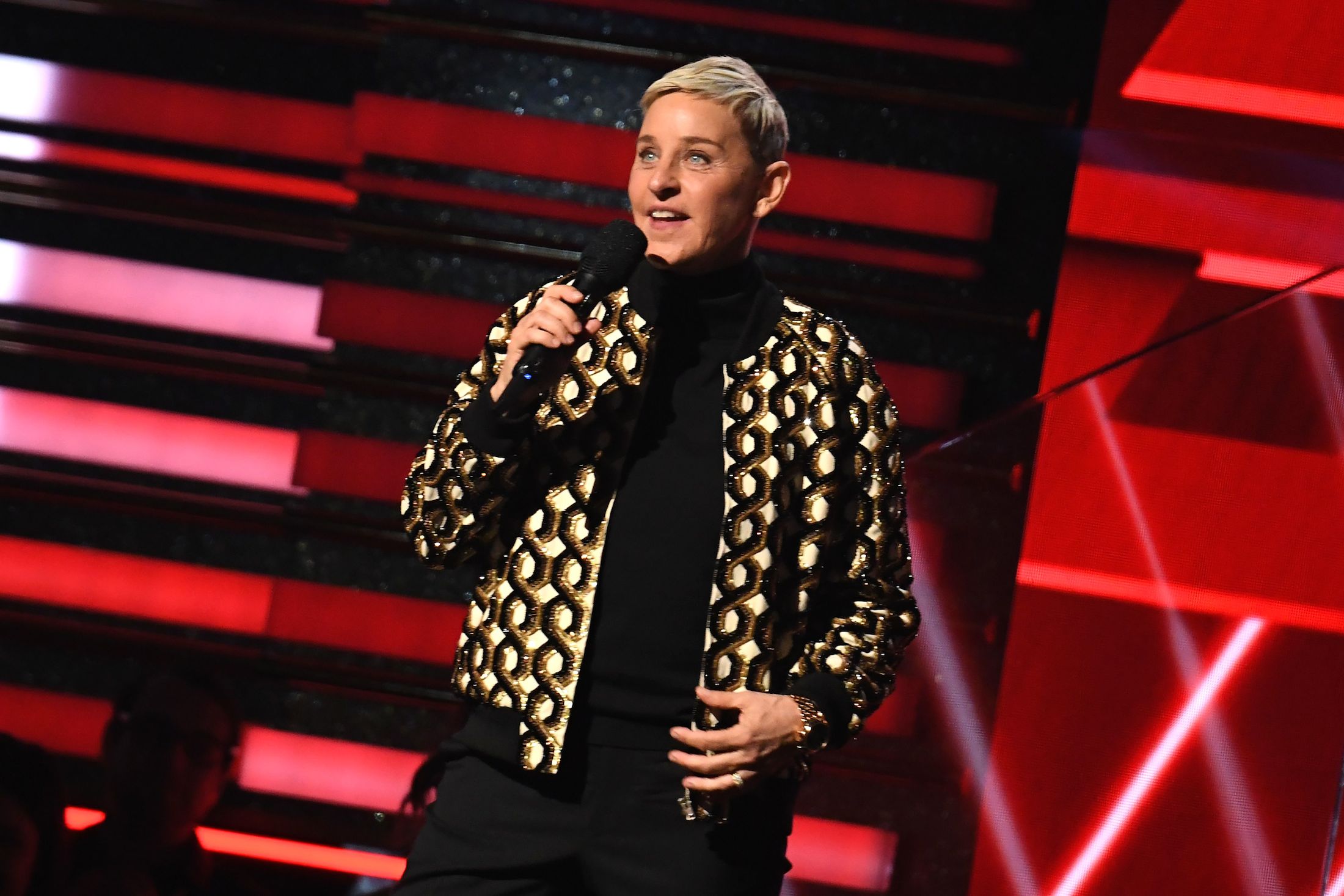 Ellen DeGeneres introduces Lil Nas X and Billy Ray Cyrus during the 62nd Annual Grammy Awards