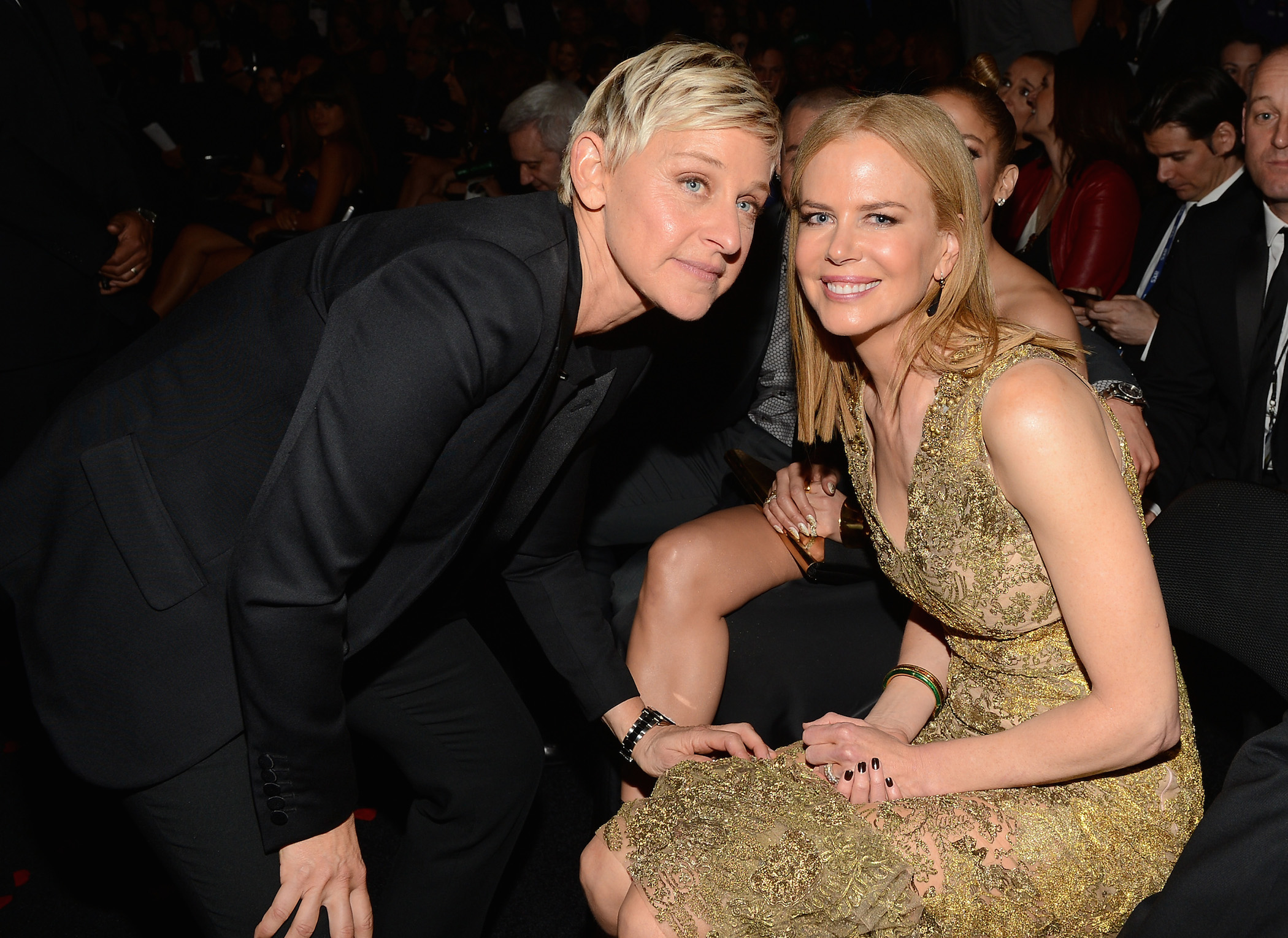 Ellen DeGeneres and actress Nicole Kidman attend the 55th Annual Grammy Awards