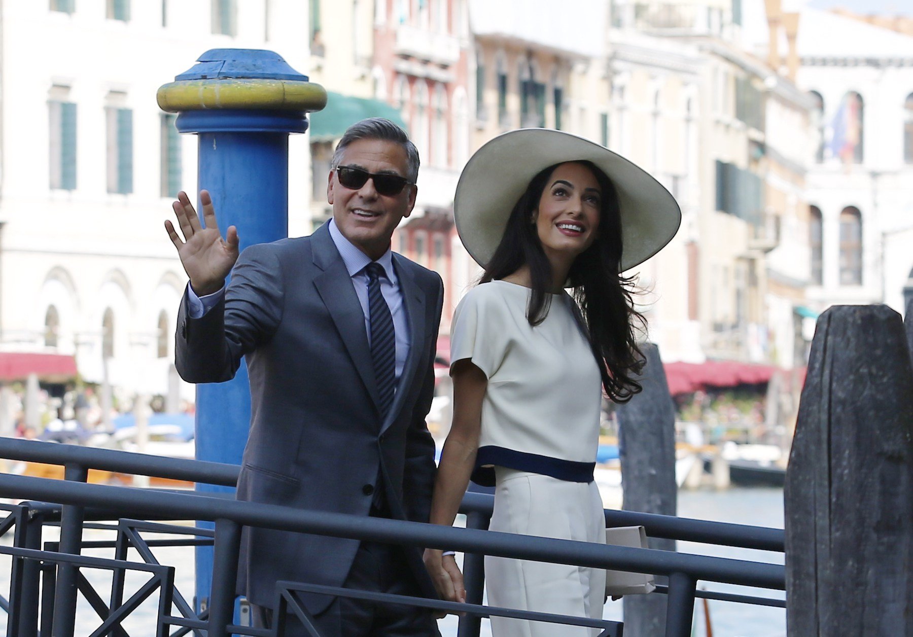 George Clooney and Amal Clooney attend a civil ceremony ahead of their Italian wedding