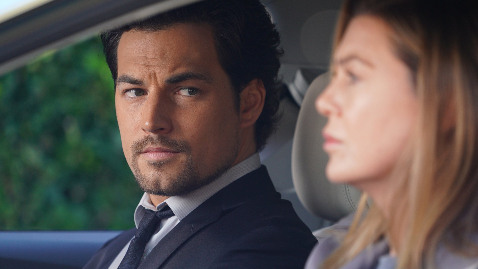 Giacomo Gianniotti as Andrew DeLuca and Ellen Pompeo as Meredith Grey on 'Grey's Anatomy' Season 16