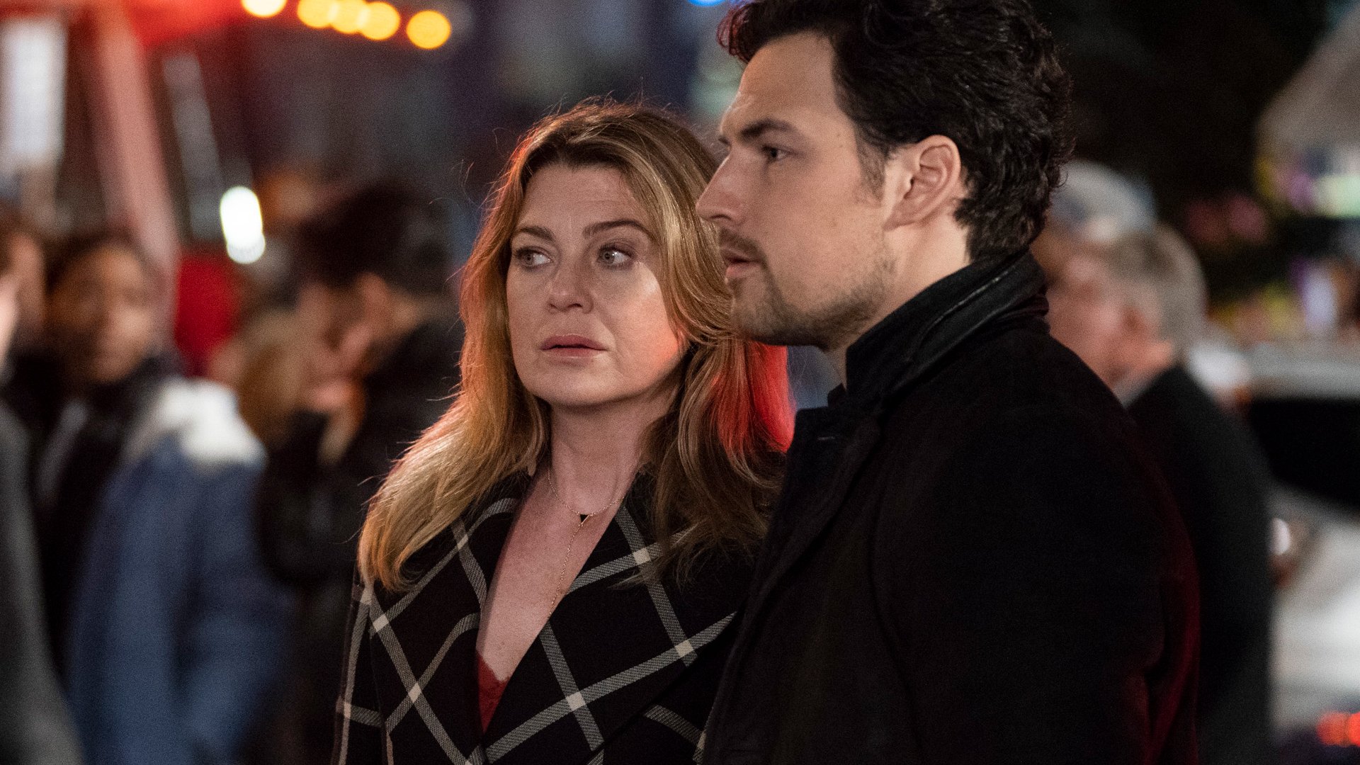 Ellen Pompeo as Meredith Grey and Giacomo Gianniotti as Andrew DeLuca on ‘Grey’s Anatomy’ Season 15