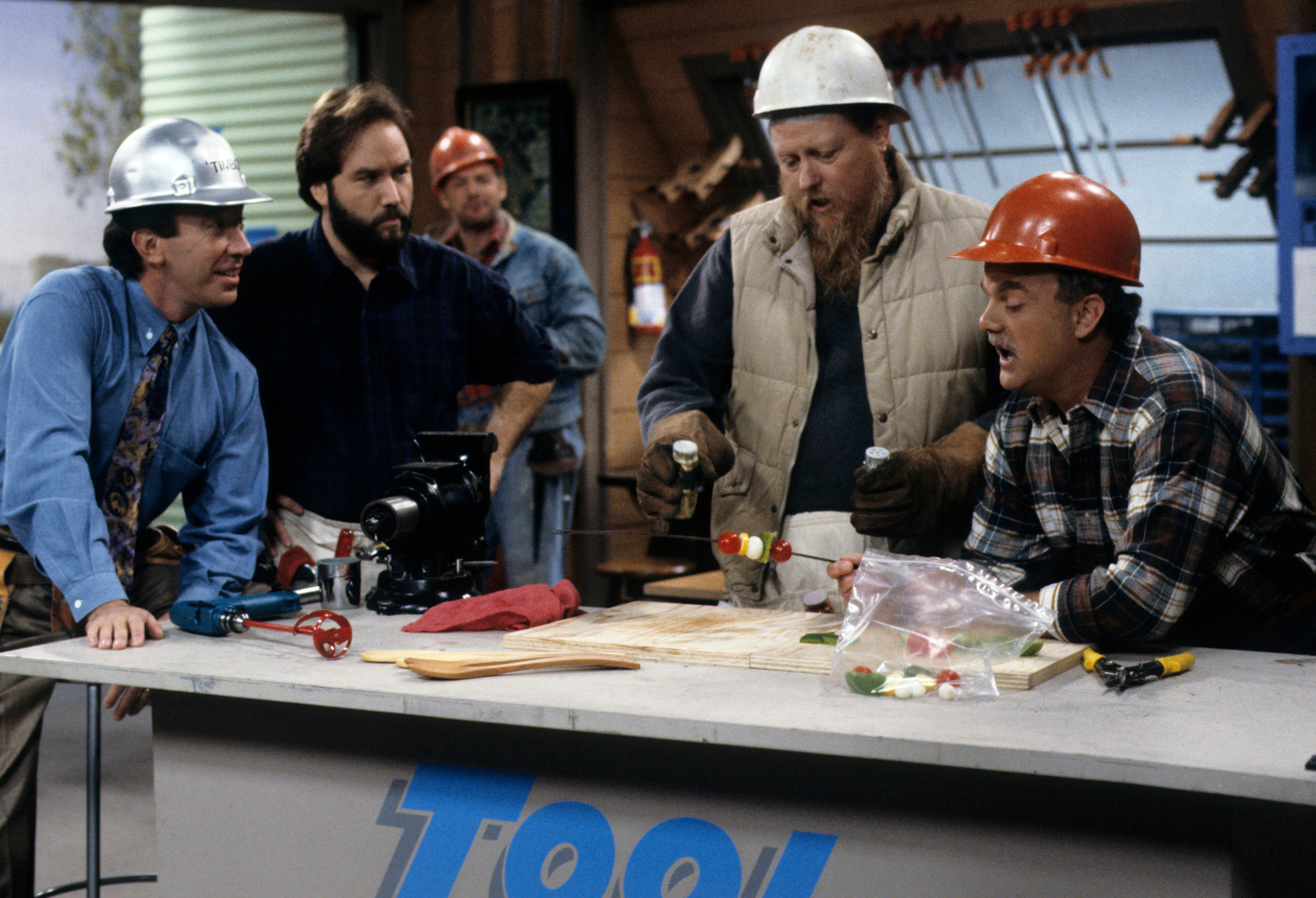 Tim Allen and Richard Karn appear in 'Tool Time' for 'Home Improvement'