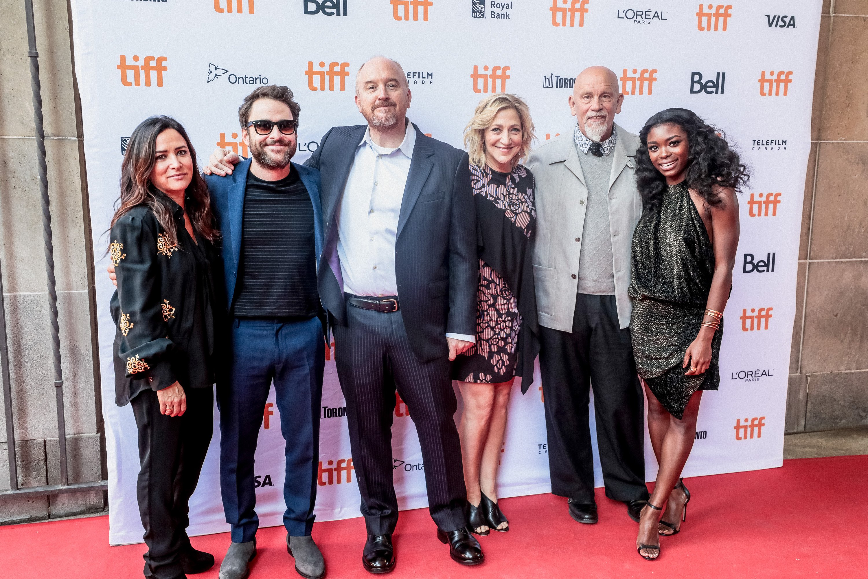 Actors Pamela Adlon, Charlie Day, Louis C.K., Edie Falco, John Malcovich, and Ebonee Noel attend the "I Love You, Daddy" premiere during the 2017 Toronto International Film Festival 
