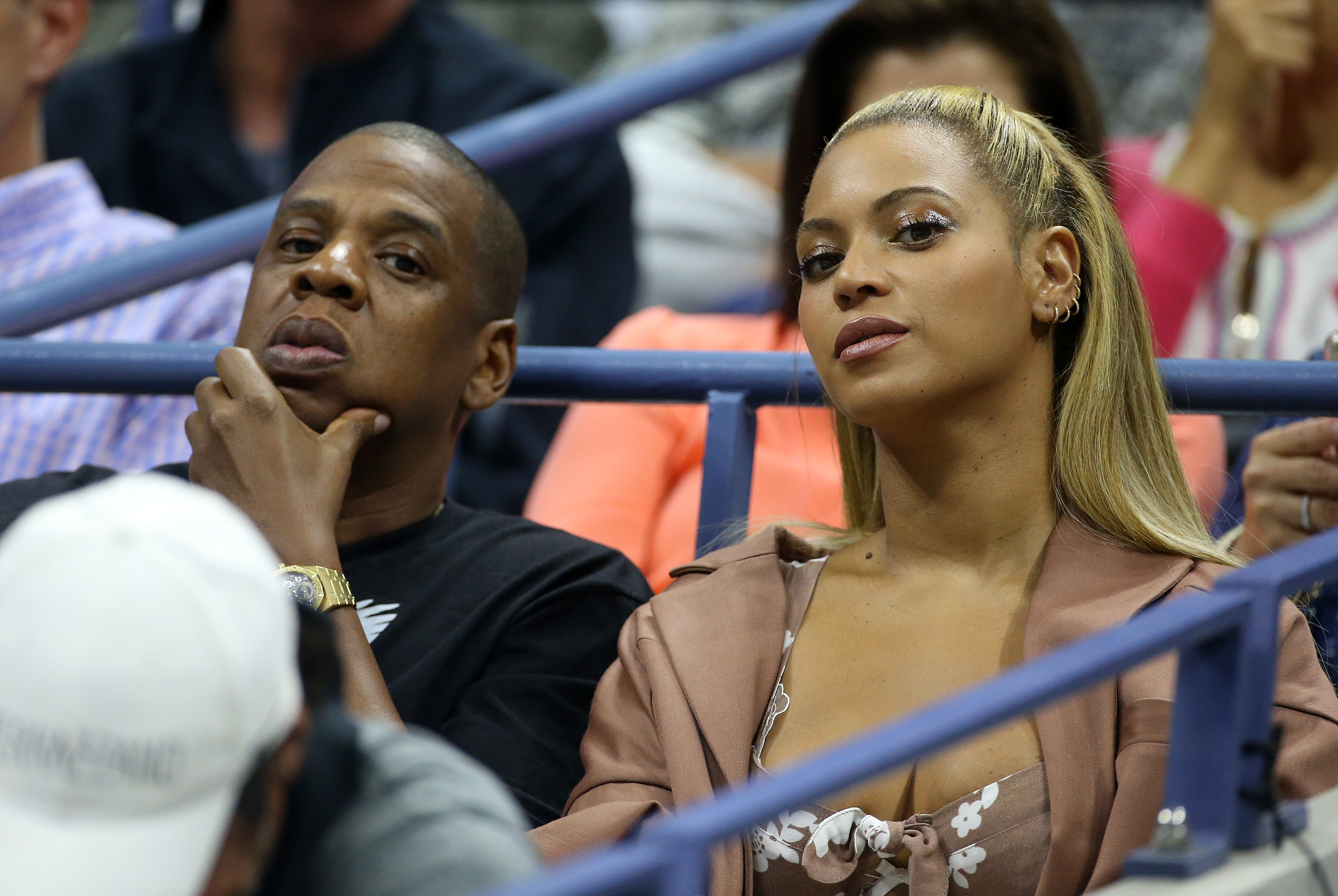 Jay-Z and Beyoncé at a sporting event