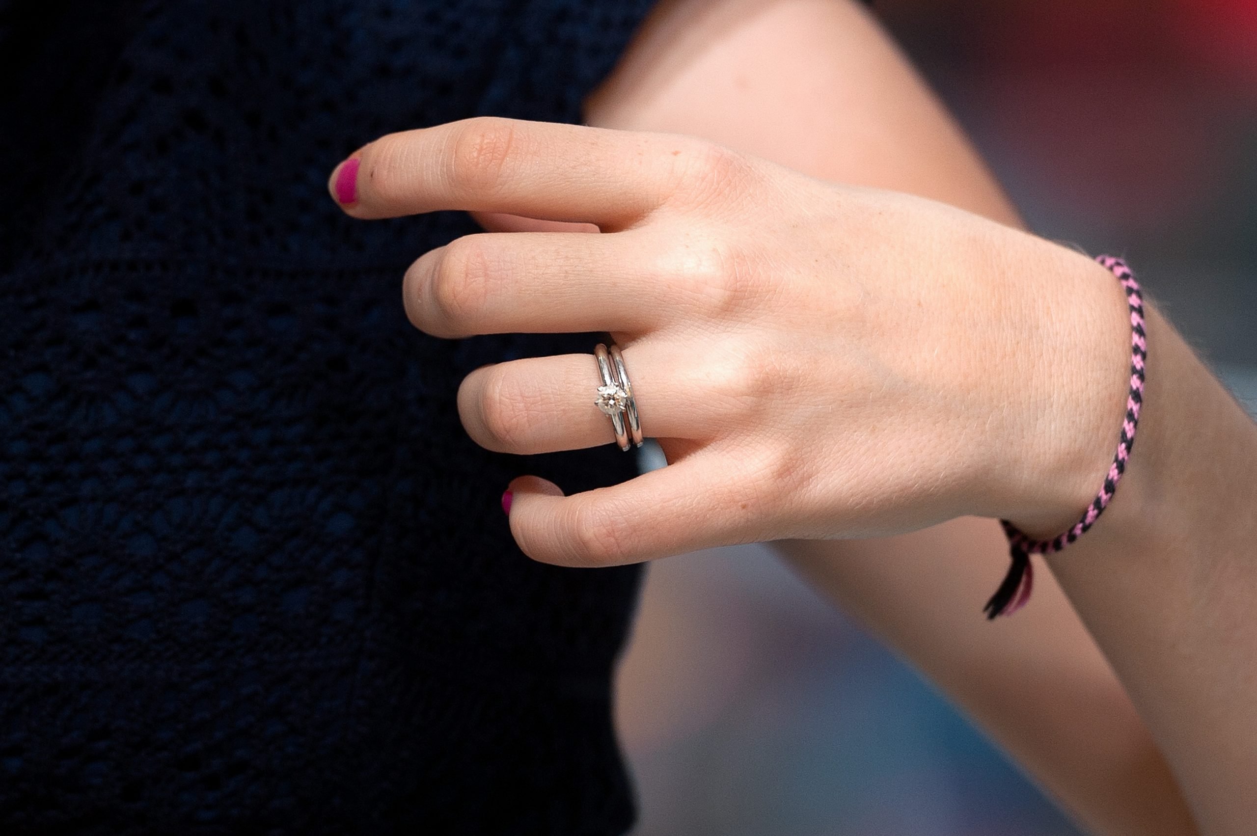 A closeup of Jill Duggar's engagement ring