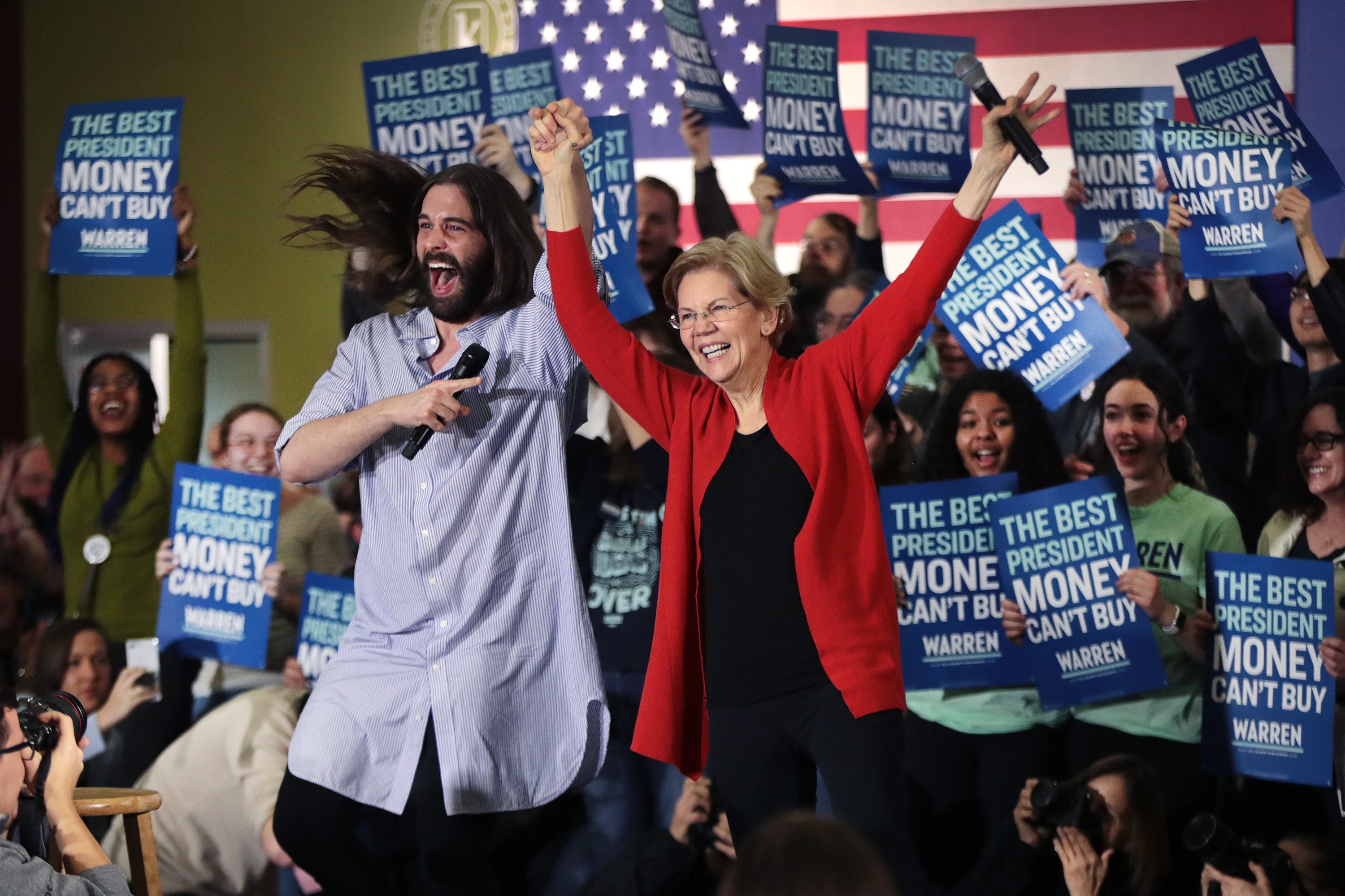 Jonathan Van Ness, of the Netflix series 'Queer Eye,' and Sen. Elizabeth Warren (D-MA)