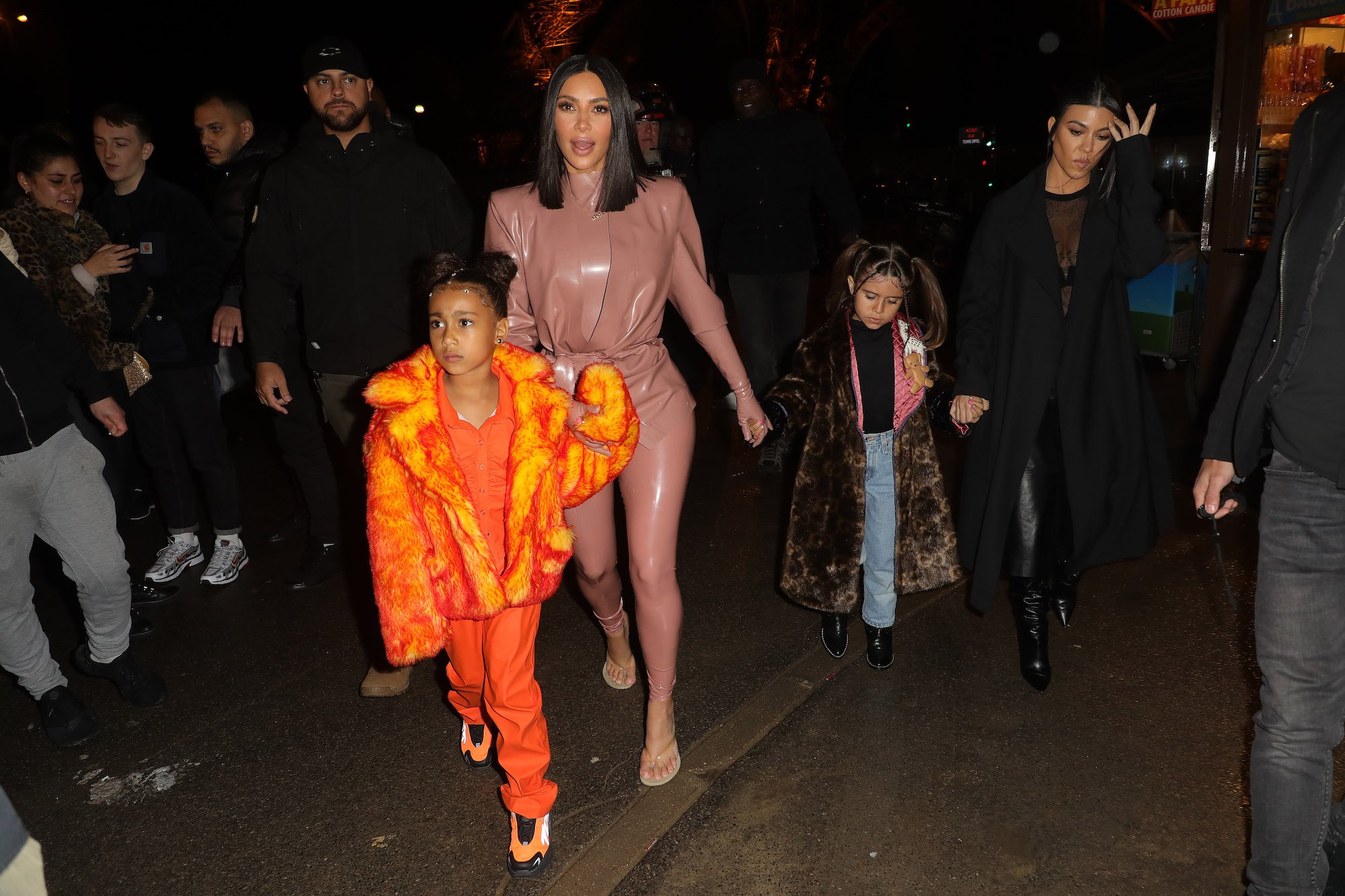 Kim Kardashian, North West, Penelope Disick and Kourtney Kardashian