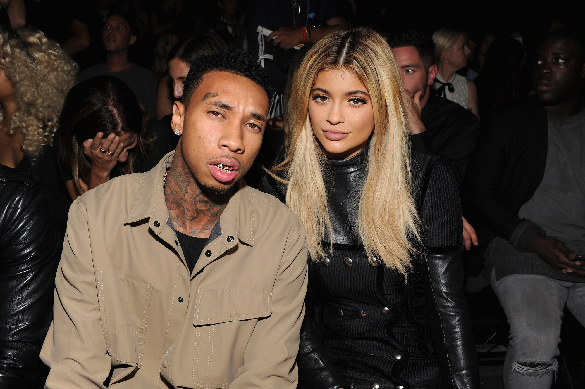 Tyga and Kylie Jenner looking at the camera