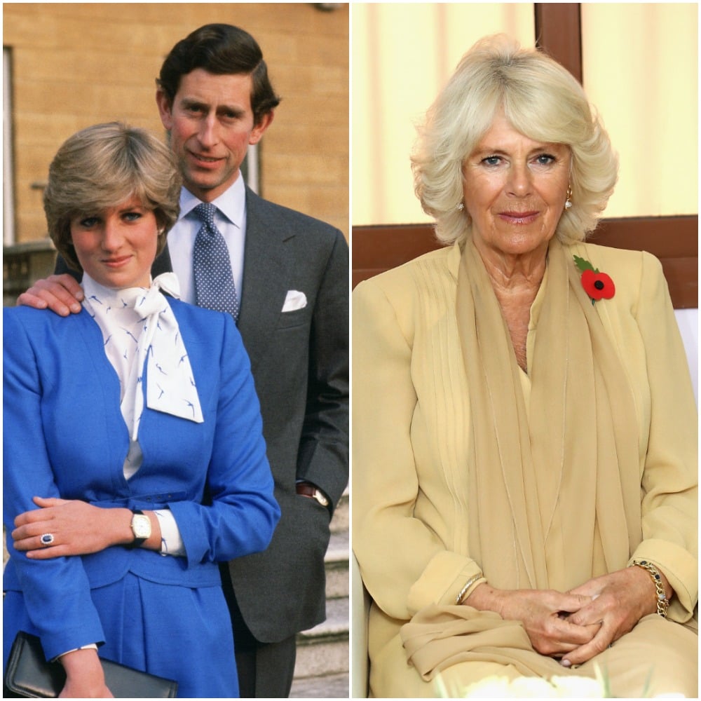 (L) Princess Diana and Prince Charles, (R) Camilla Parker Bowles