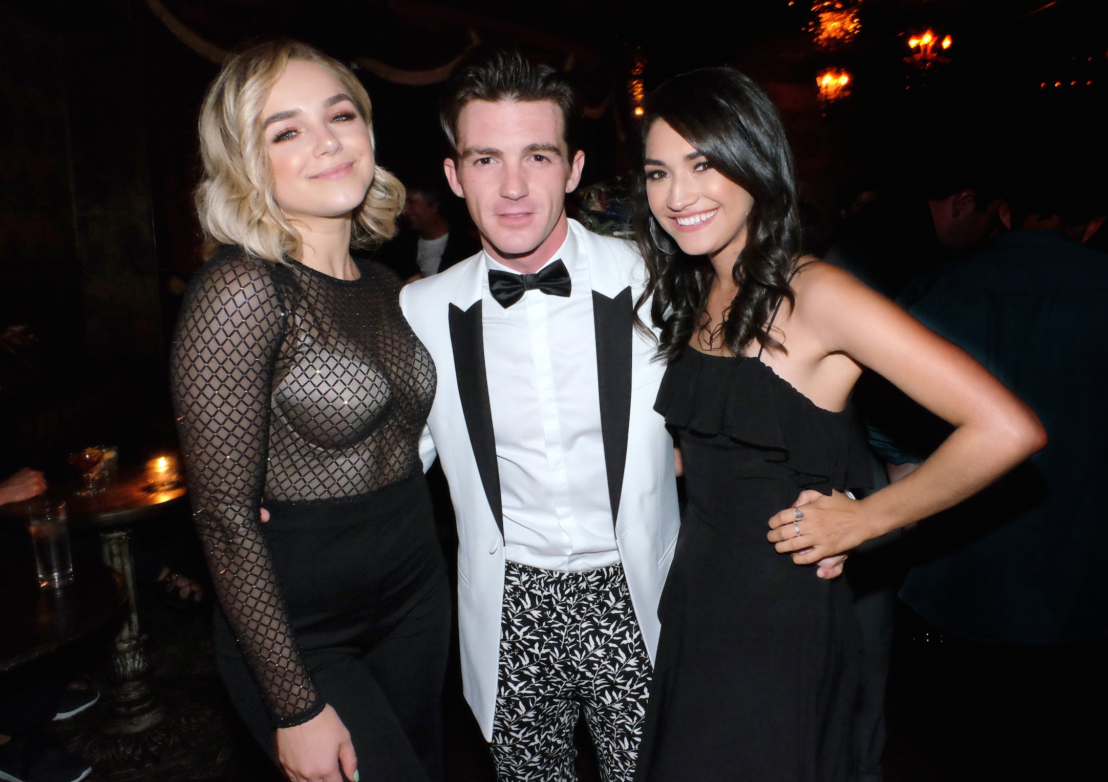 Oana Gregory (L), Drake Bell (C), and Janet Von (R) attend Bell's birthday celebration 