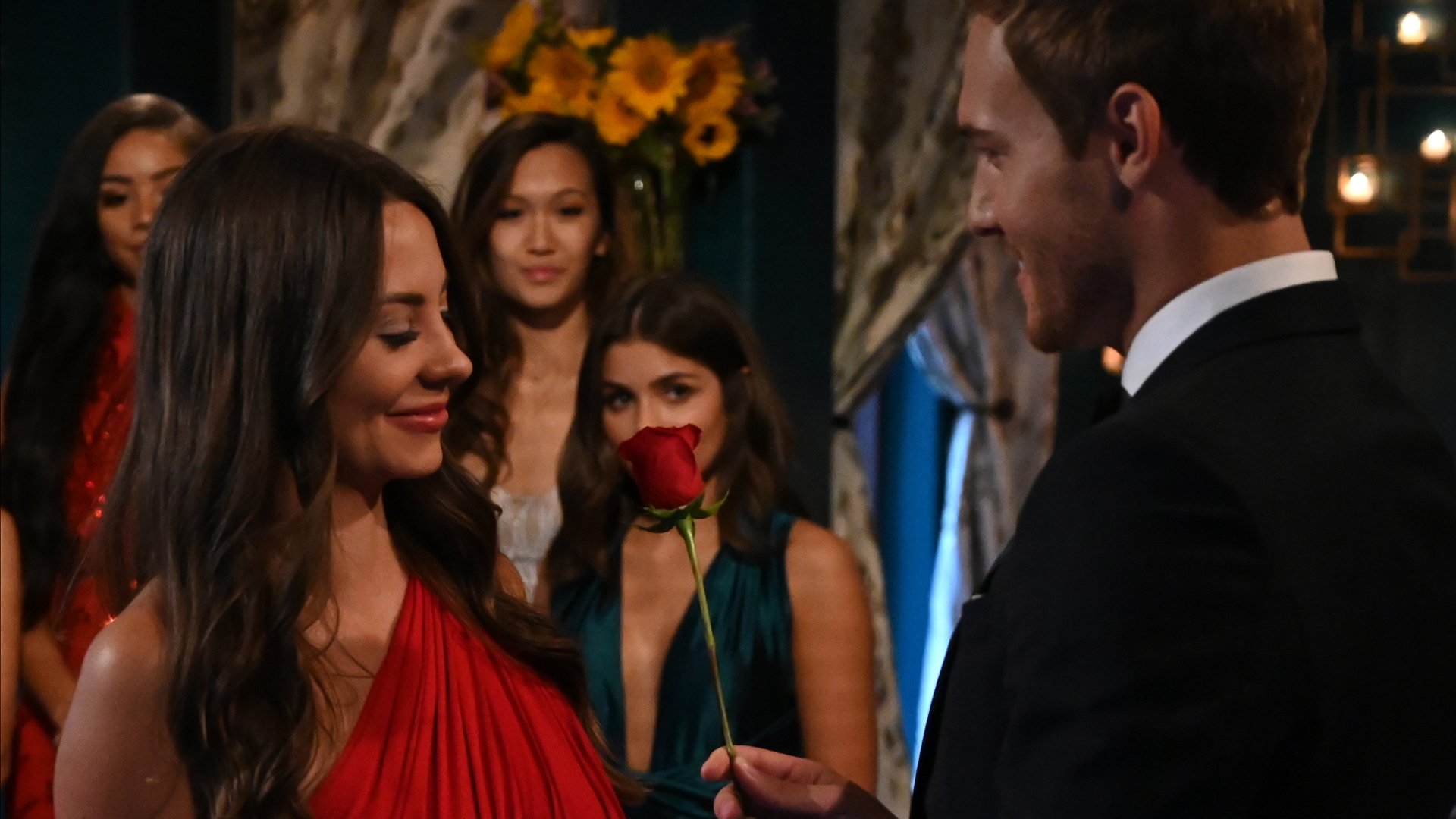 Peter Weber Gives Kelley Flanagan a rose on The Bachelor Season 24