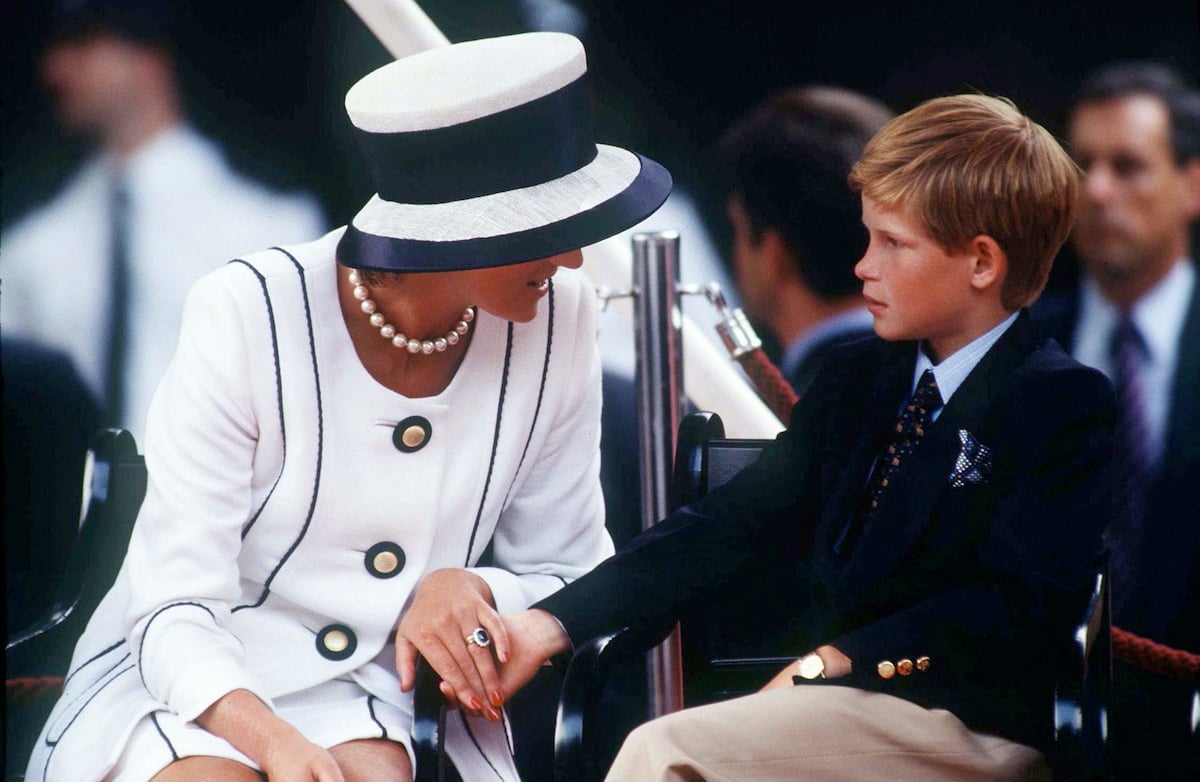 Princess Diana Holding Prince Harry's Hand Whilst Watching The Parade Of Veterans On  V J Day, The Mall, London