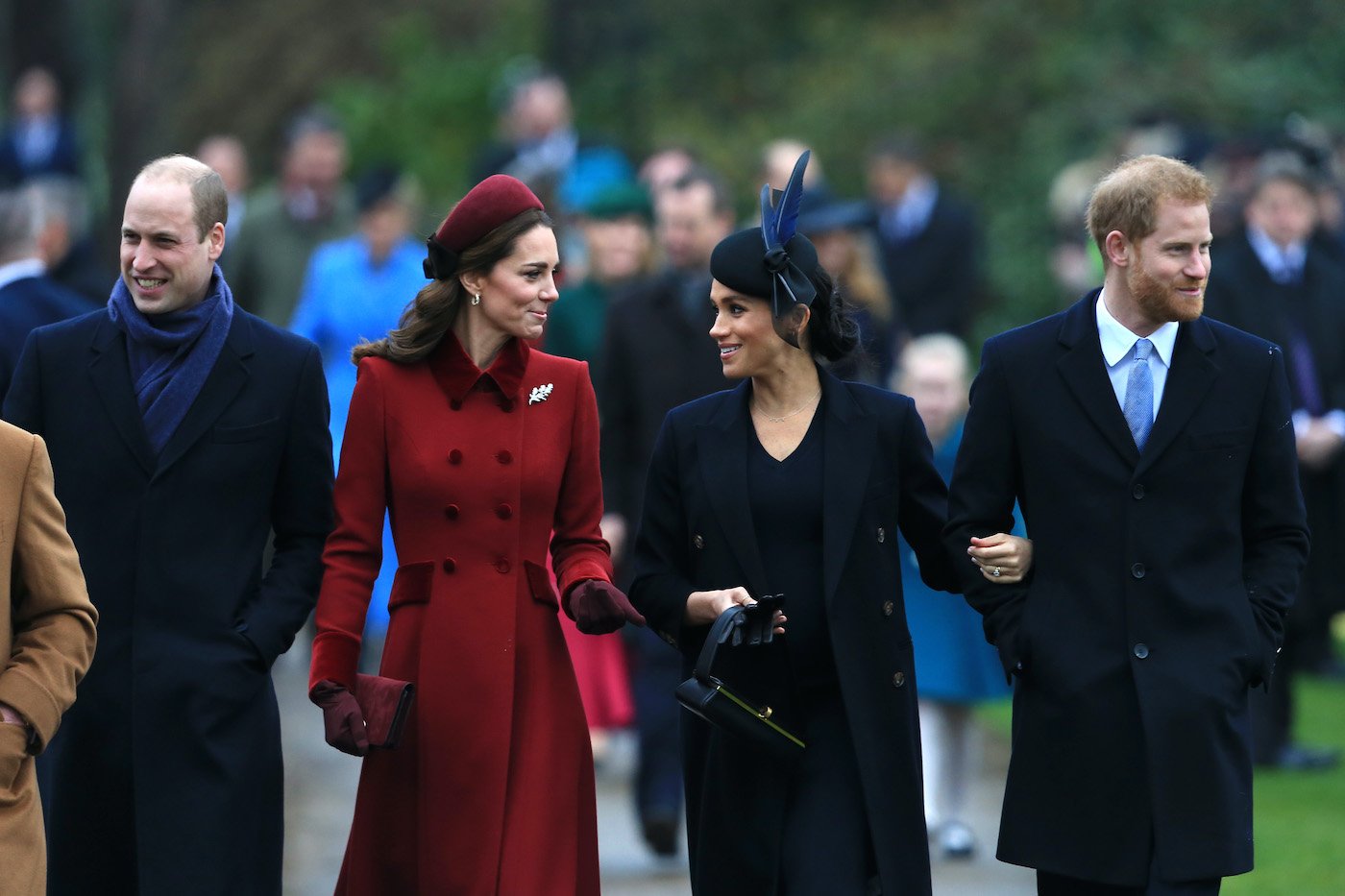 Prince William, Kate Middleton, Meghan Markle, and Prince Harry arrive for Christmas Day church service, 2018
