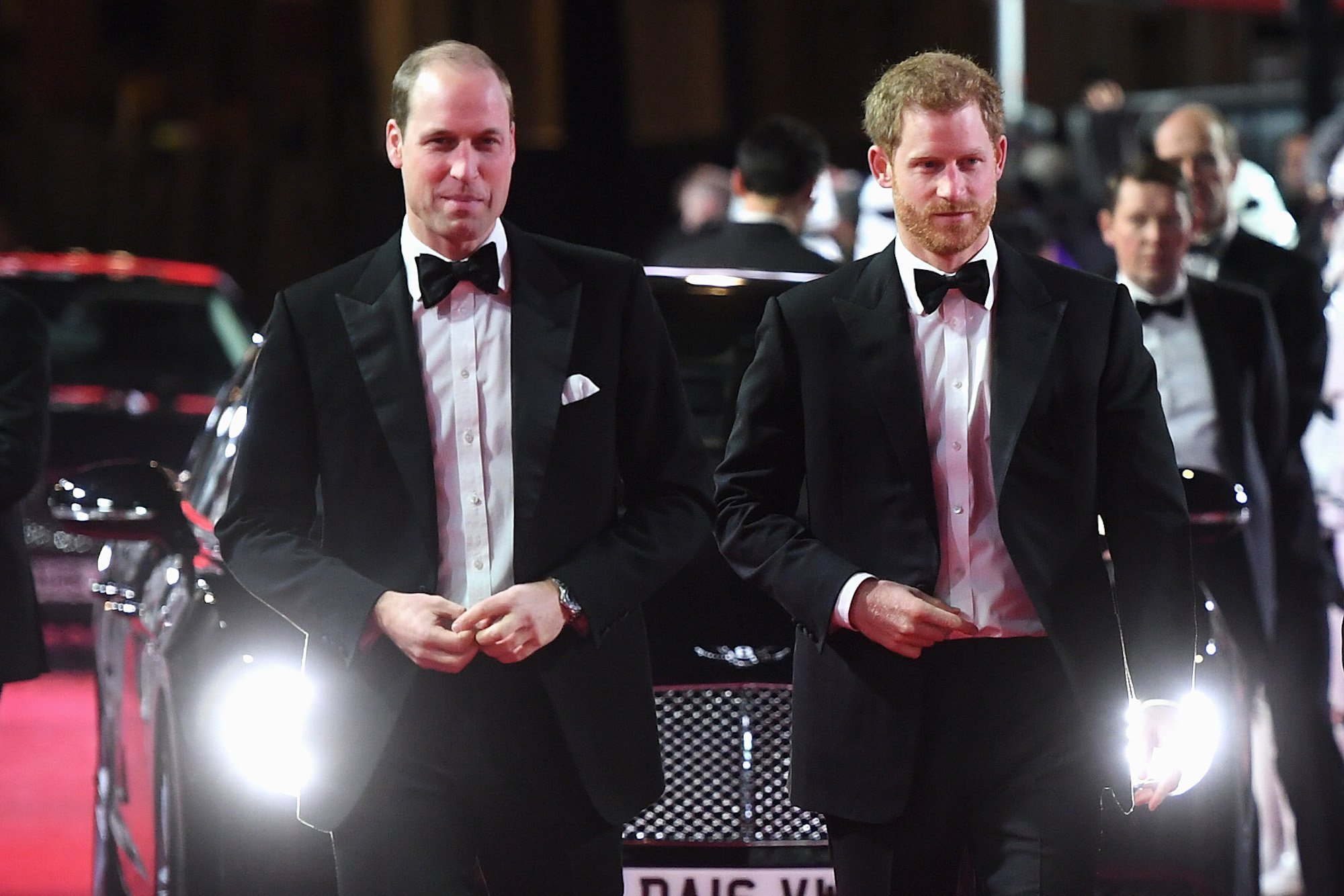 Prince William and Prince Harry, slightly smiling
