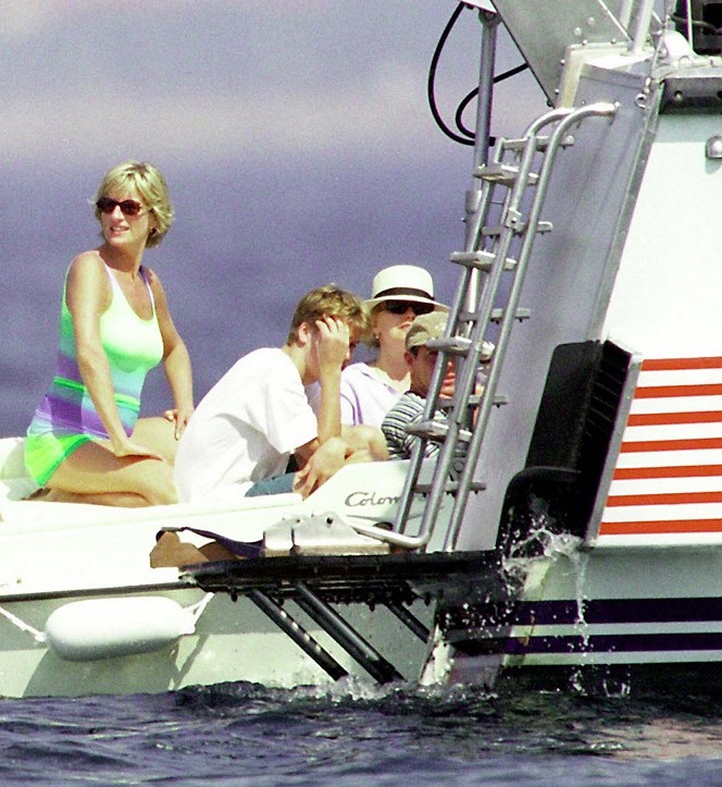 Princess Diana, Prince William, and others of Fayed's yacht