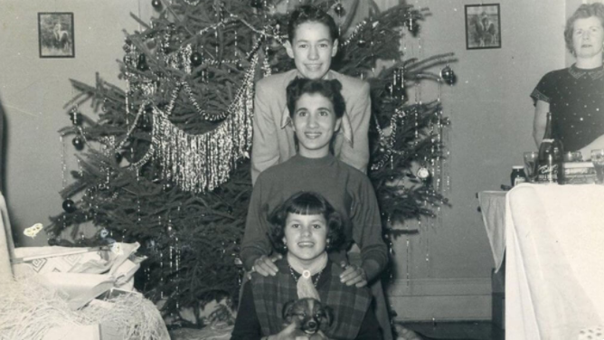 Alex Trebek (top) and his his sister Barbara (bottom)