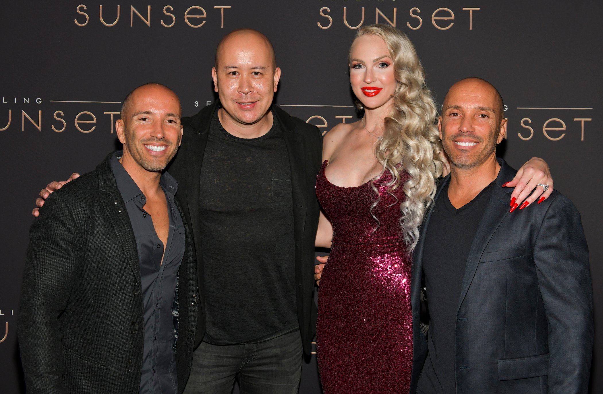 (L-R) Brett Oppenheim, Brandon Riegg, Christine Quinn, and Jason Oppenheim attend Netflix's  'Selling Sunset' private viewing party