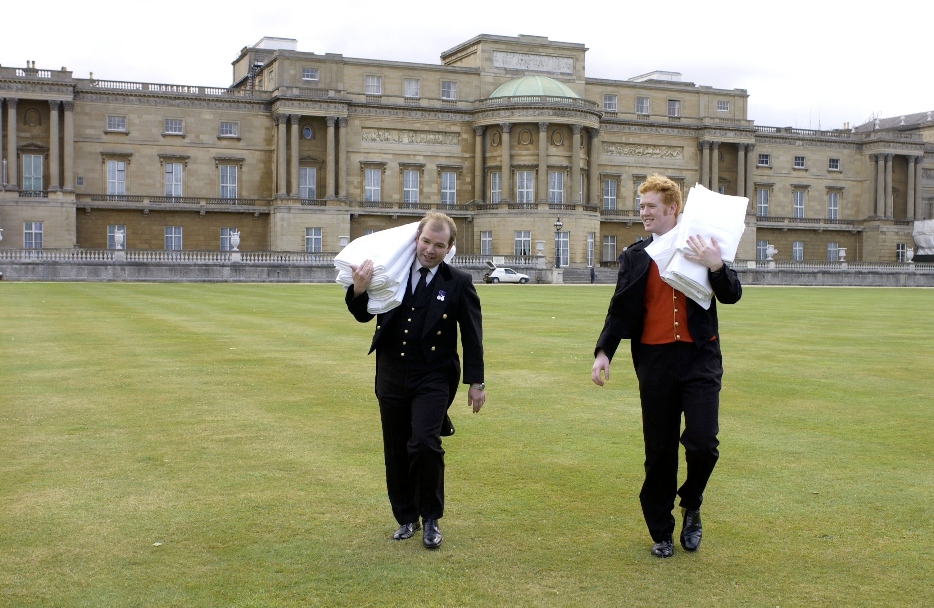 Staffers preparing for party on grounds of Buckingham Palace