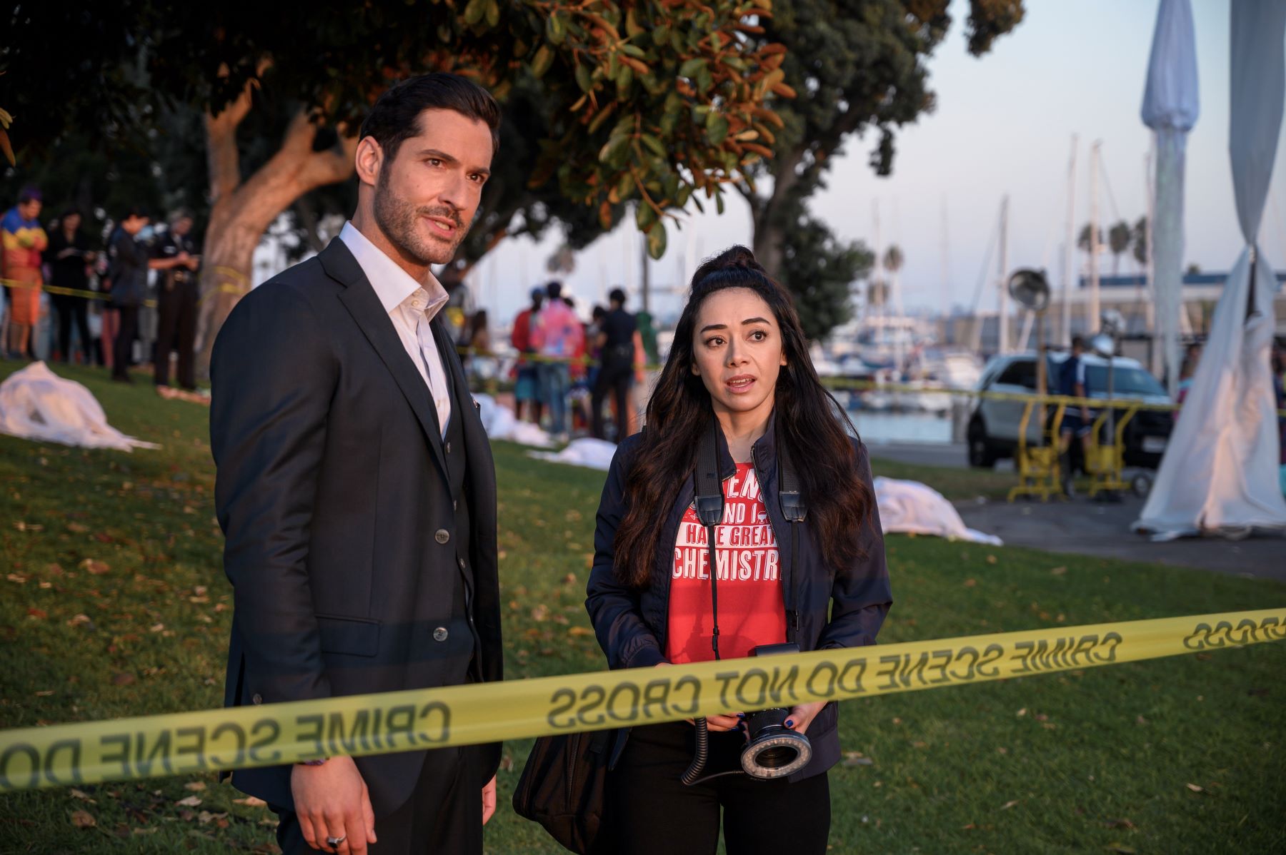 Tom Ellis and Aimee Garcia in 'Lucifer' Season 5, Episode 6