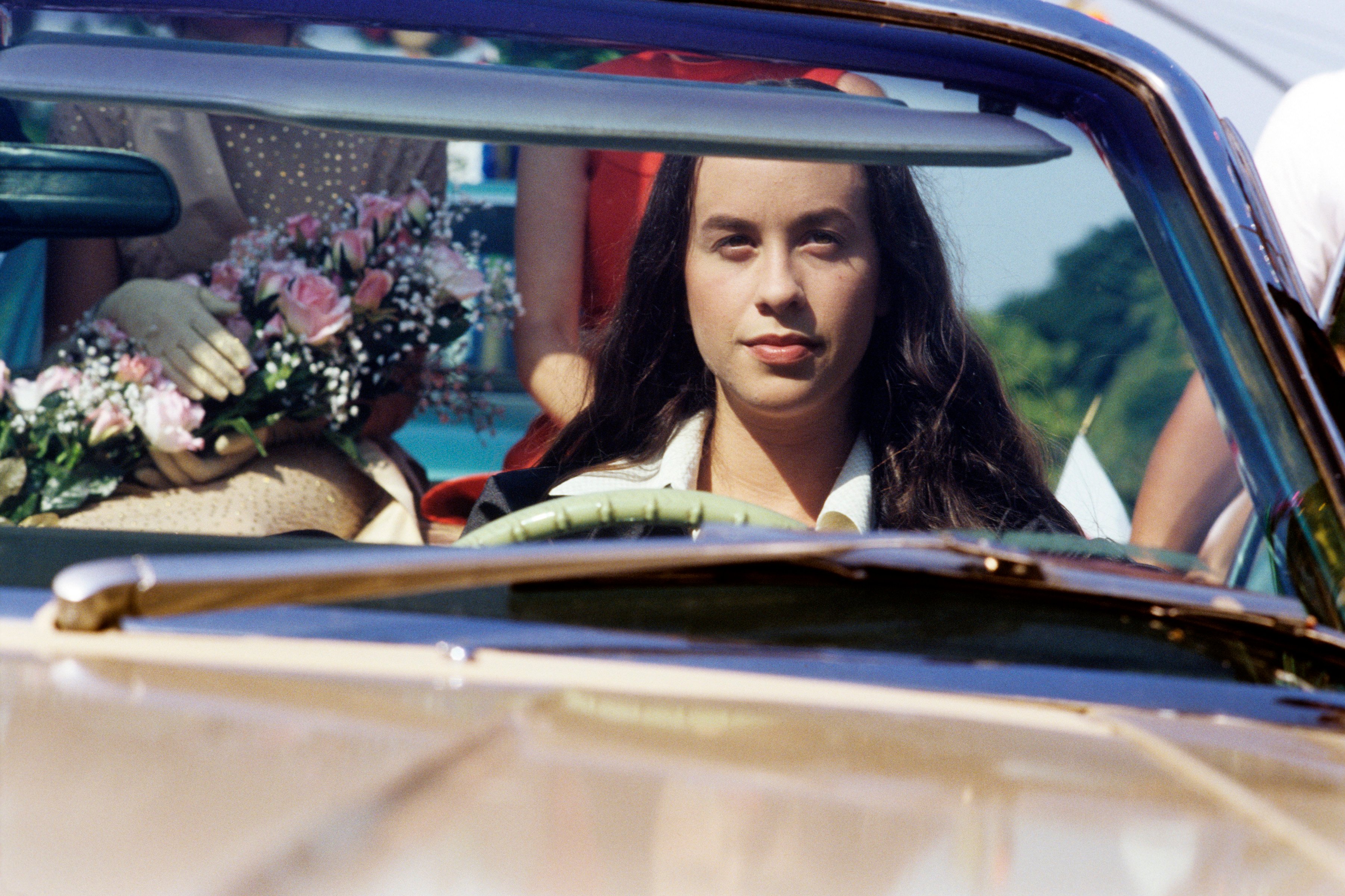 Alanis Morissette in a car