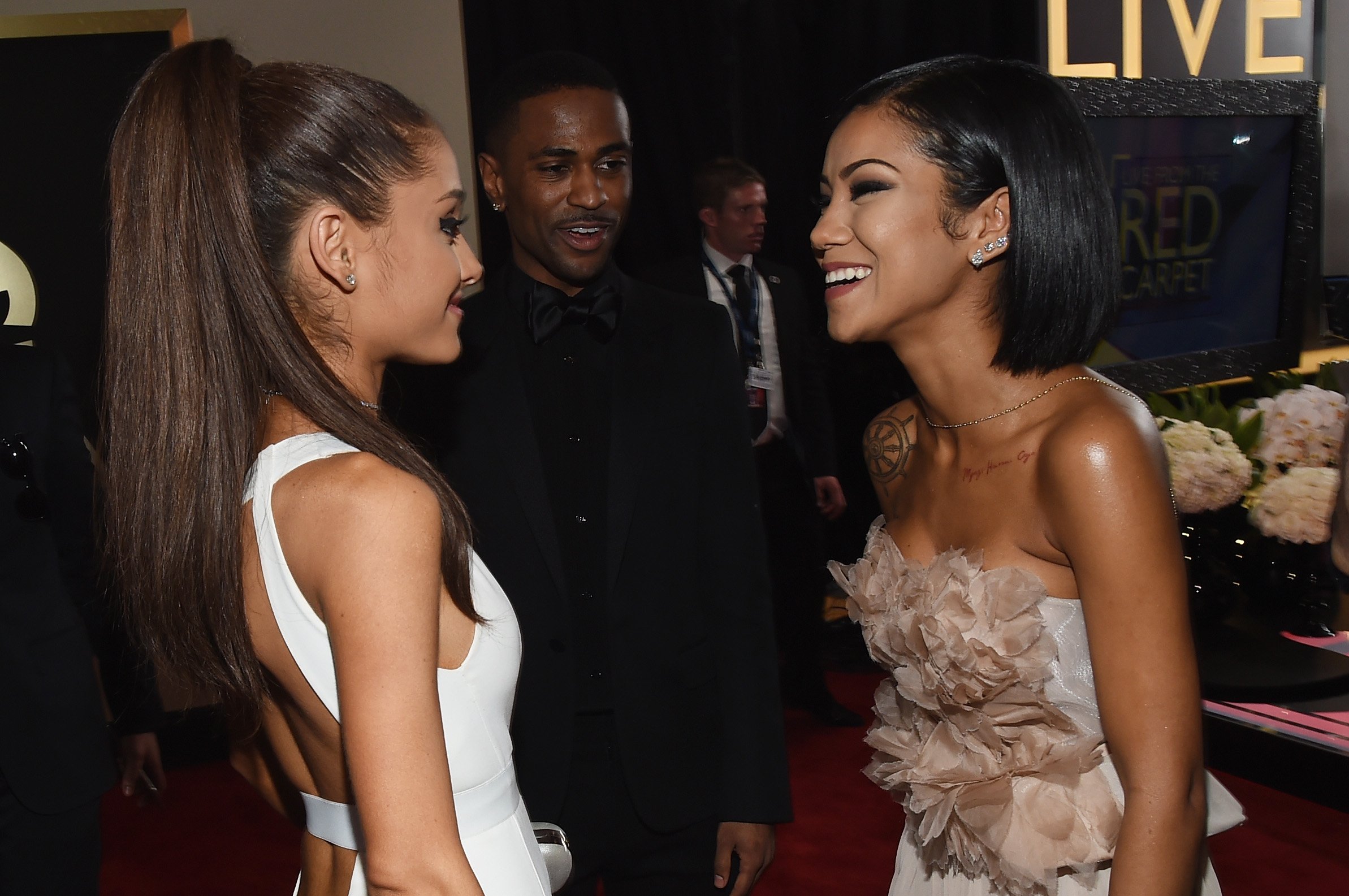 Ariana Grande, Big Sean, and Jhene Aiko attend The 57th Annual GRAMMY Awards on February 8, 2015 in Los Angeles, California