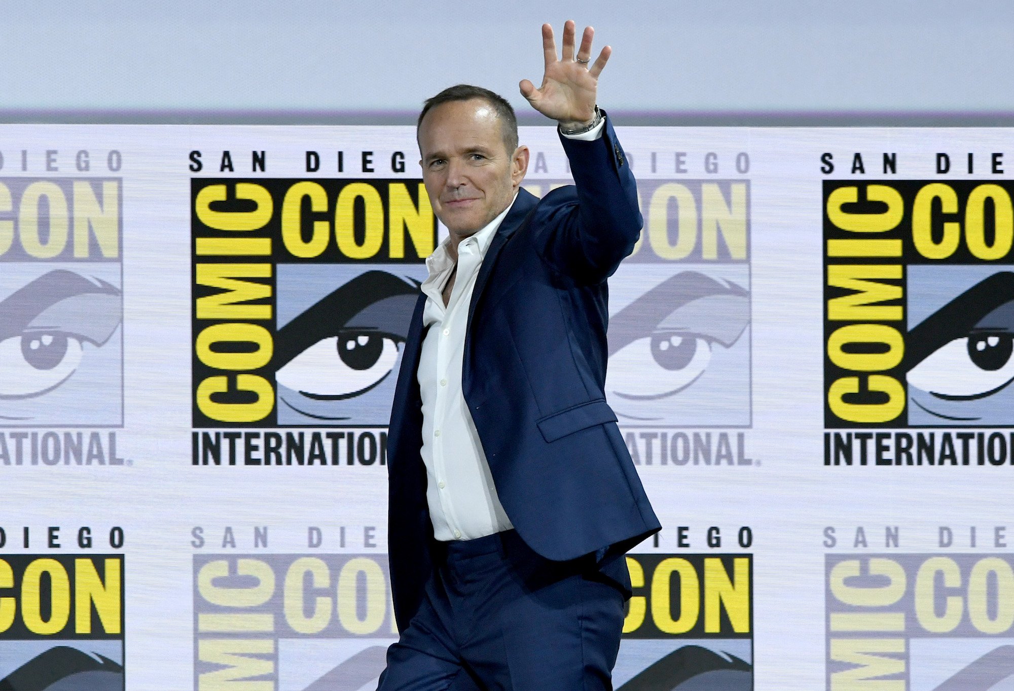 Clark Gregg speaks onstage at Comic-Con