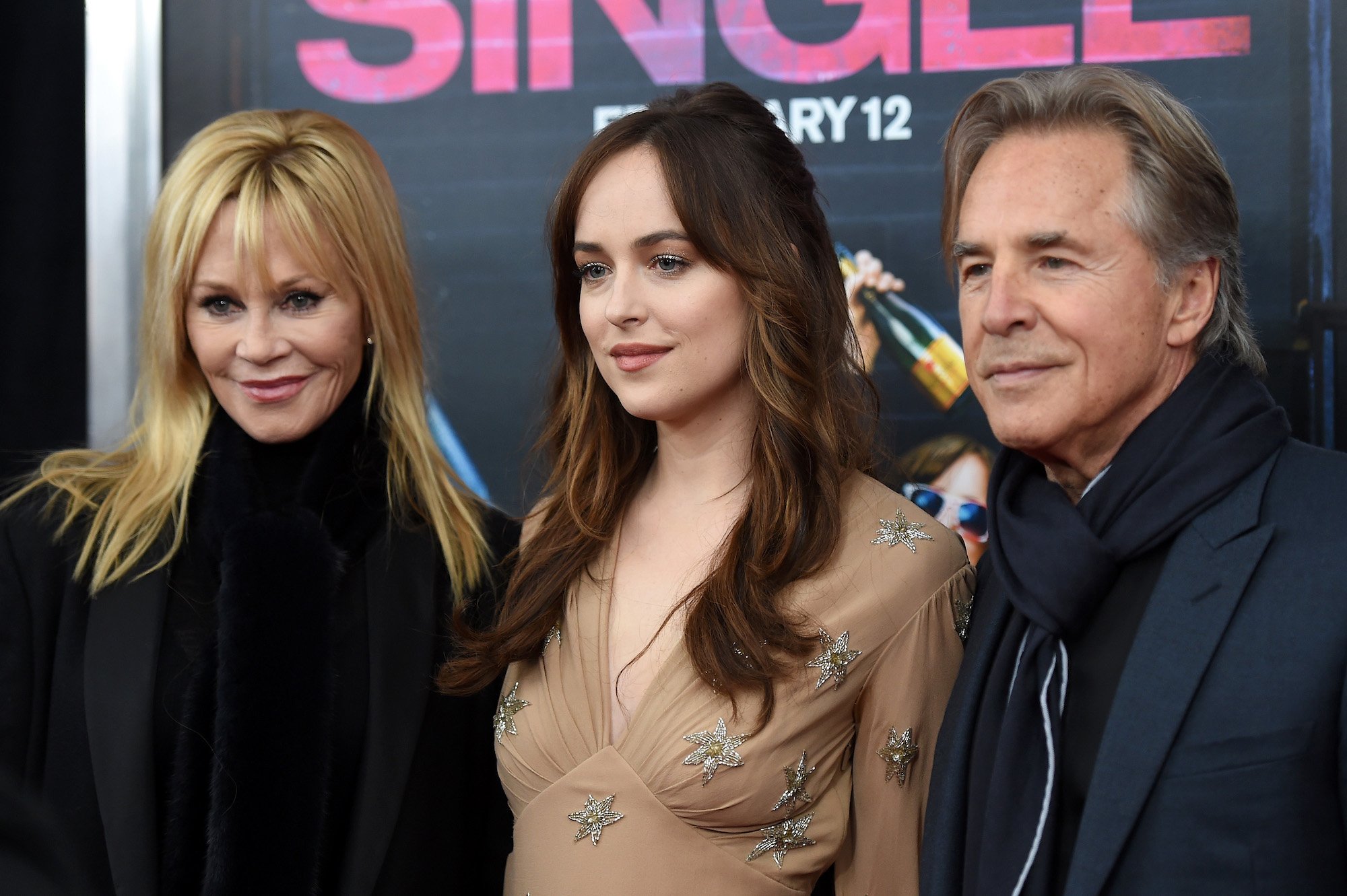 Melanie Griffith, Dakota Johnson, and Don Johnson at the New York premiere of 'How To Be Single' at the NYU Skirball Center on February 3, 2016.