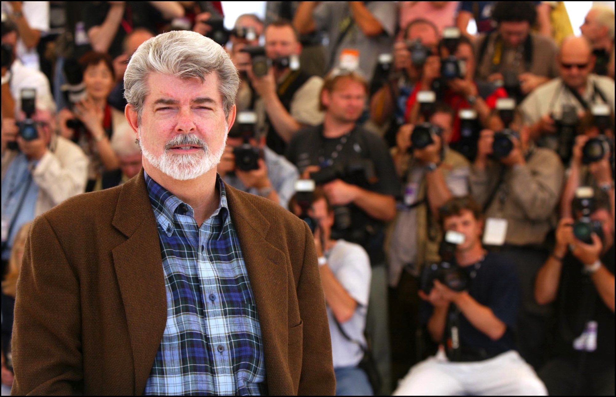 George Lucas at the 55th Cannes for 'Star Wars: Episode II: Attack of the Clones' in Cannes, France, May 16, 2002.