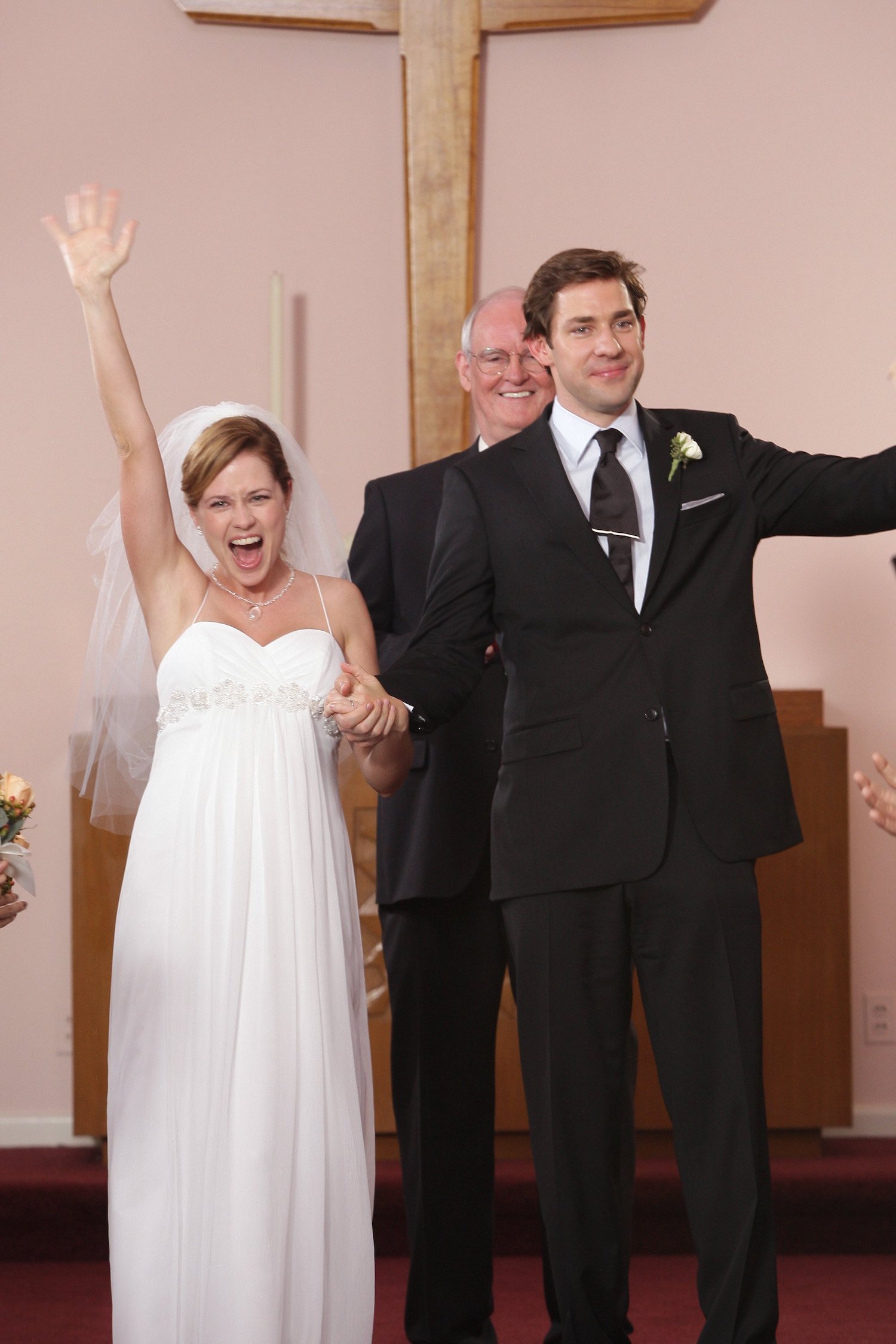 Jenna Fischer as Pam Beesly and John Krasinski as Jim Halpert on 'The Office'