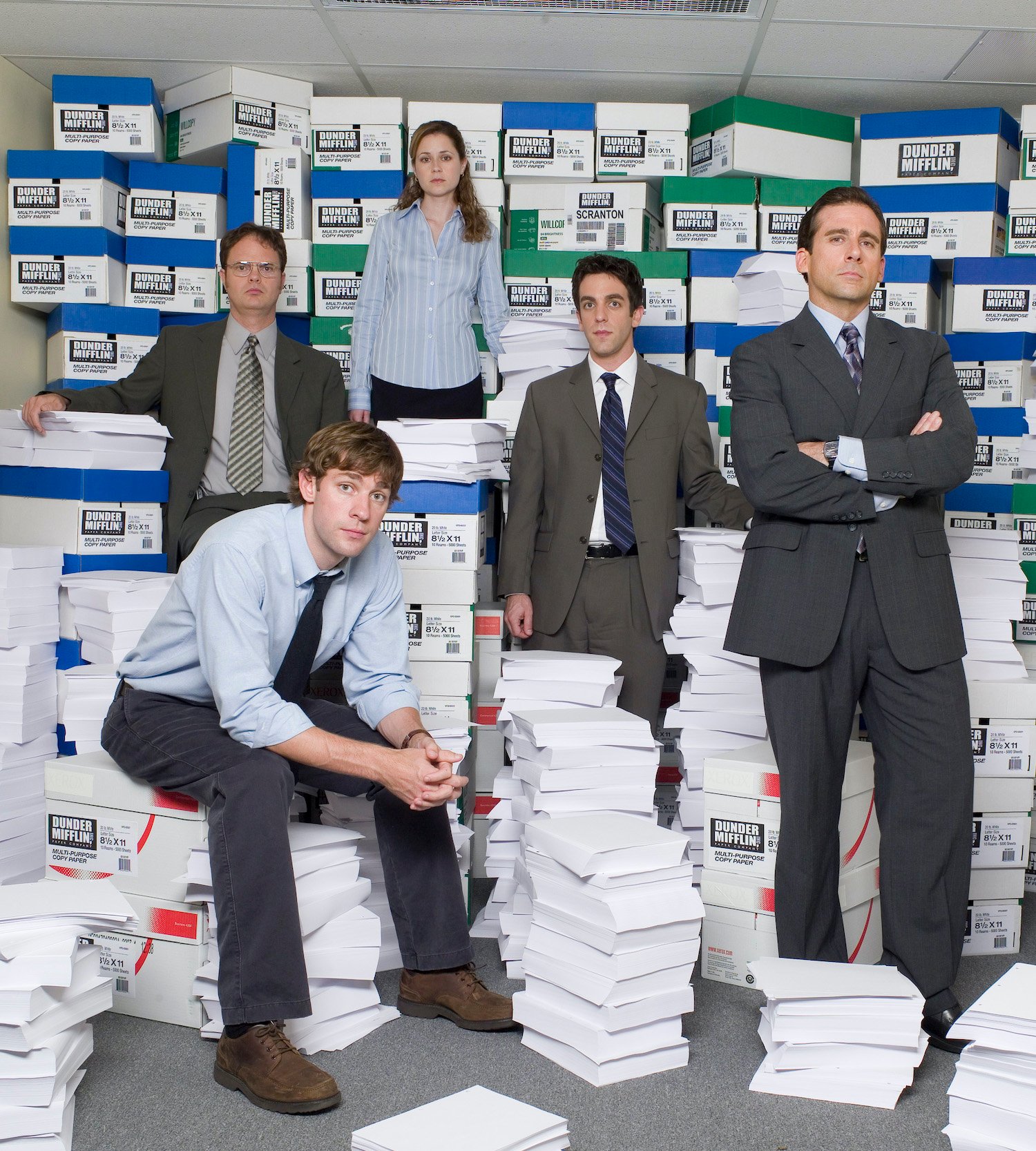 Jenna Fischer, B.J. Novak, Steve Carell, John Krasinski, and Rainn Wilson on 'The Office'