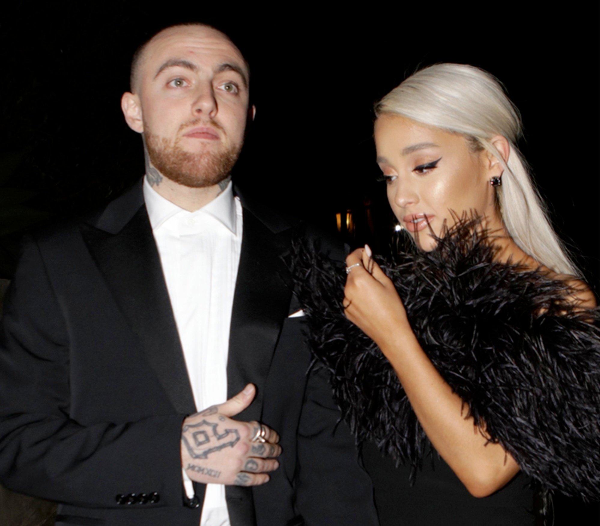 Rapper Mac Miller and singer Ariana Grande are seen attending an Oscar party on March 4, 2018 in Los Angeles, California. 
