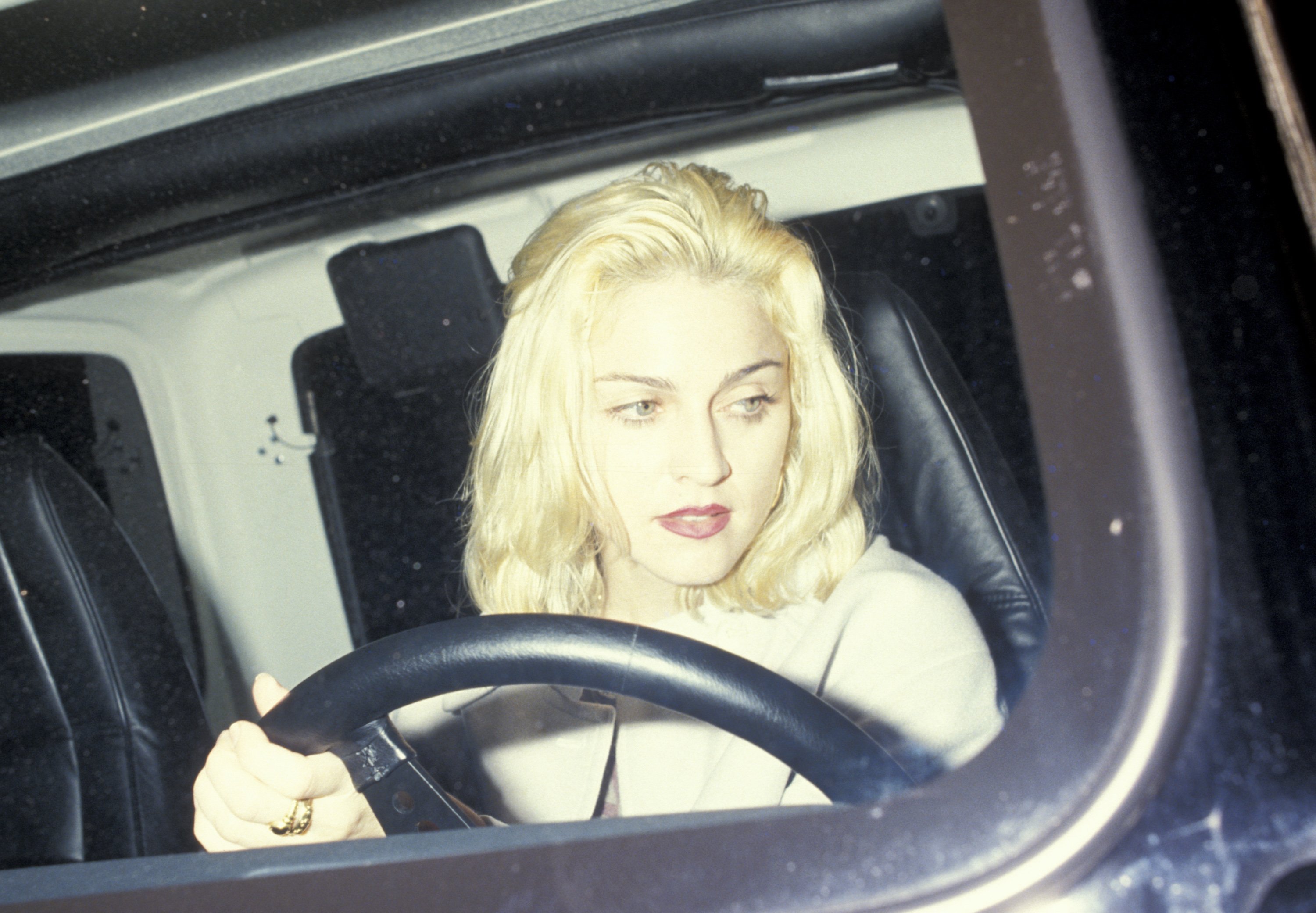 Madonna at a steering wheel