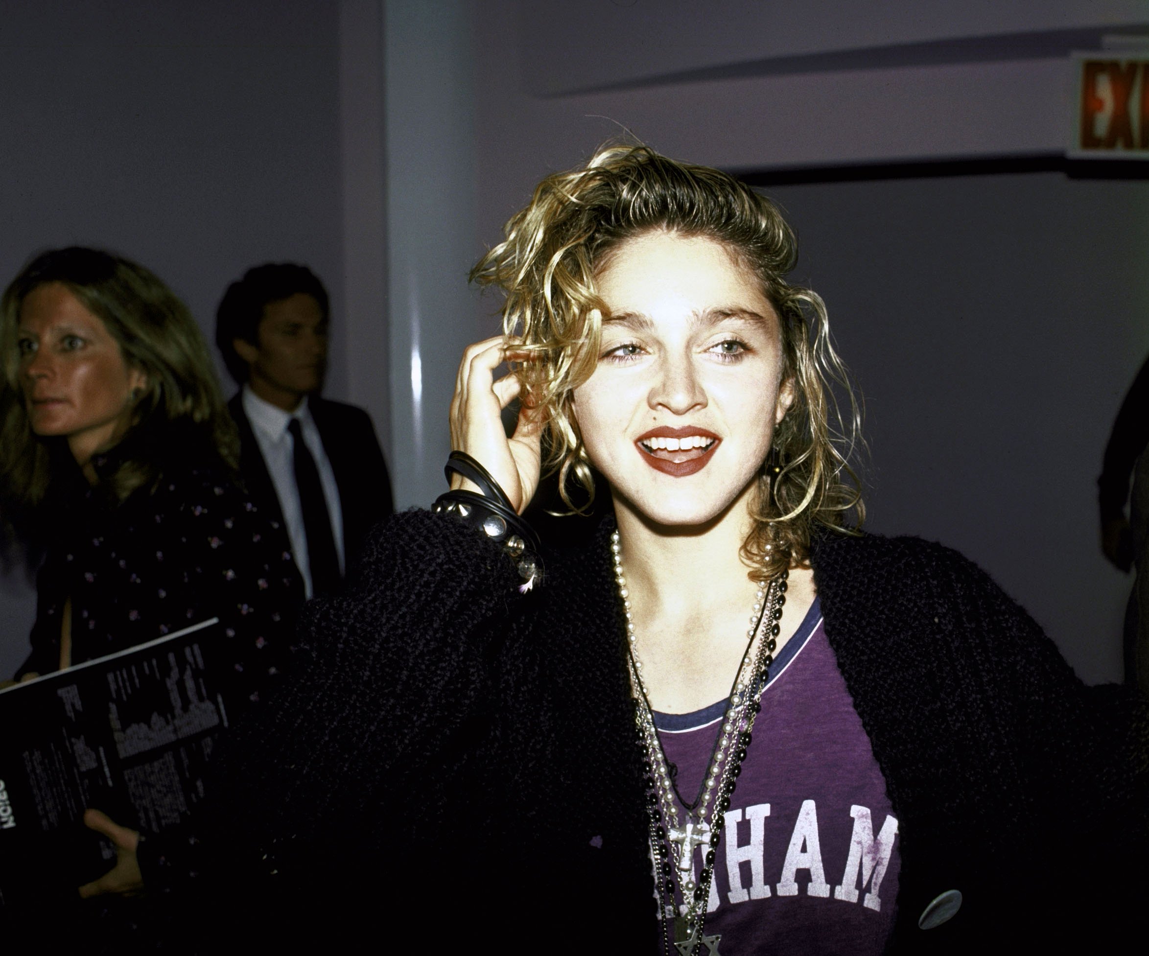 Madonna wearing necklaces